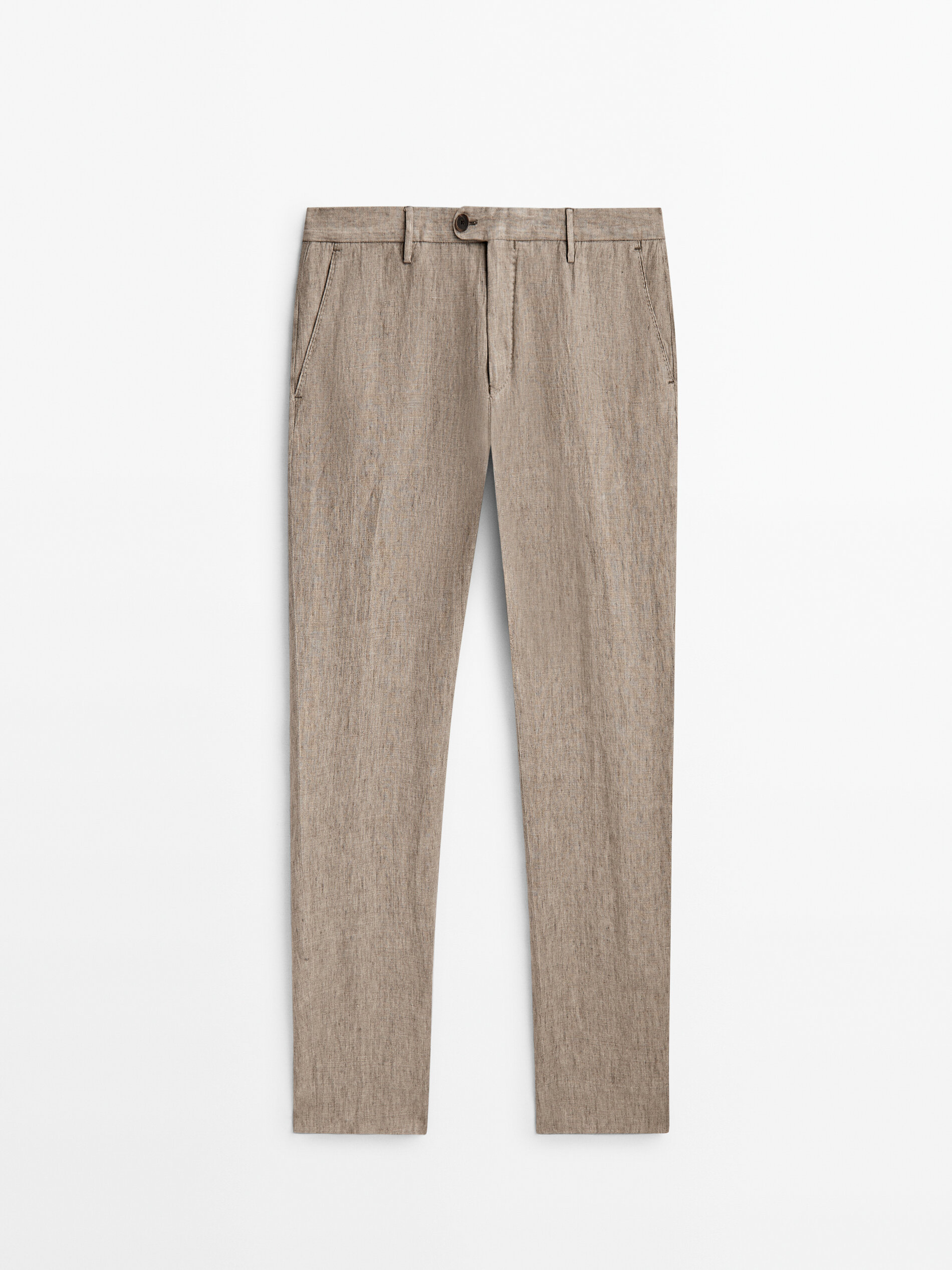 Pantalón traje lino delavé - BEIGE