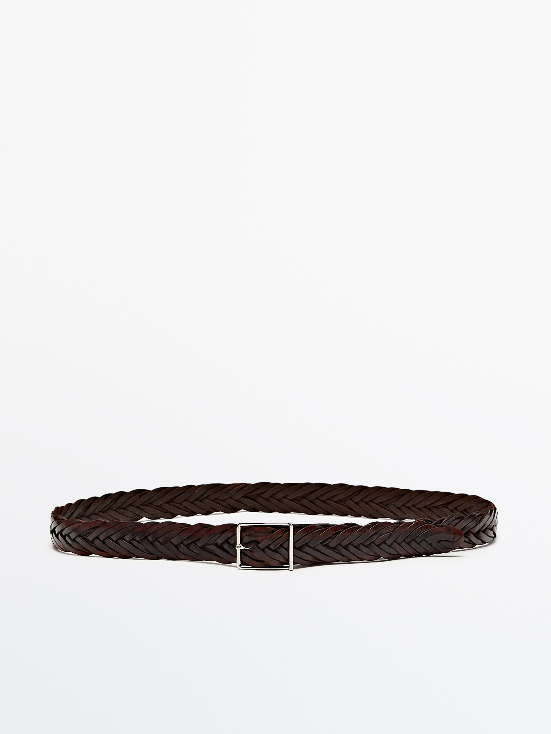 Cinturón trenzado piel - MARRÓN