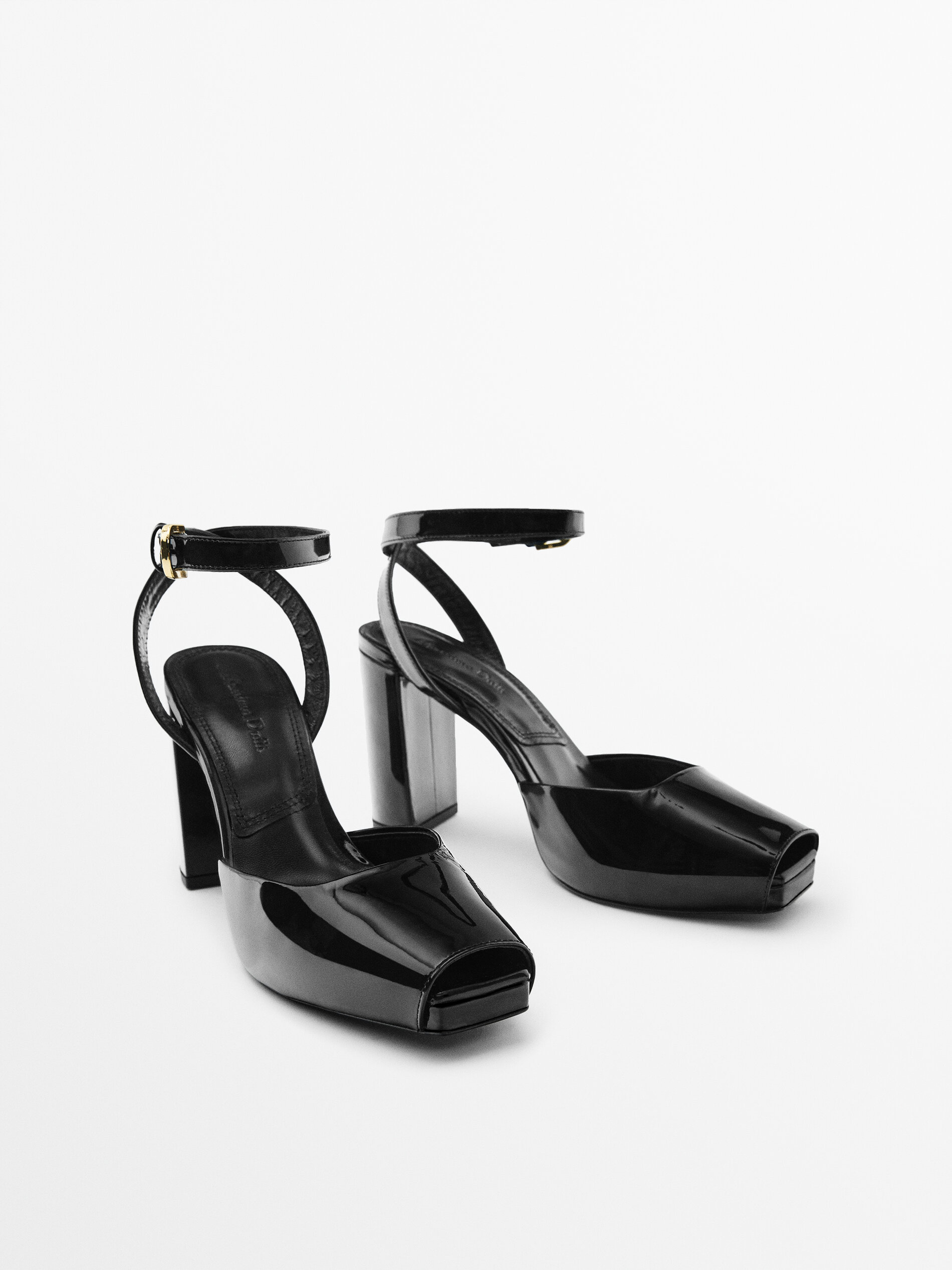 Zapato tacón piel destalonado - NEGRO