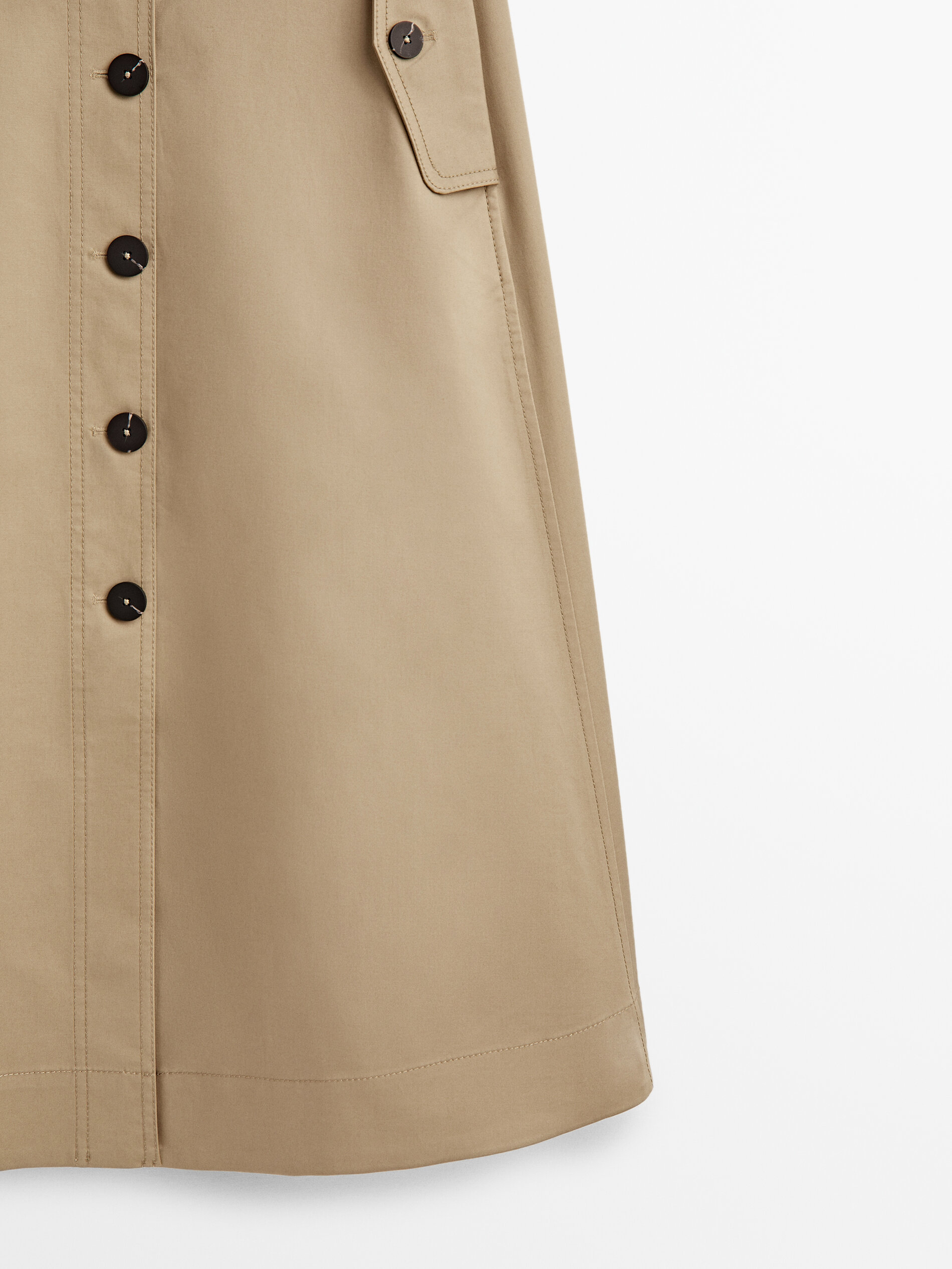 Falda midi botones contraste - BEIGE