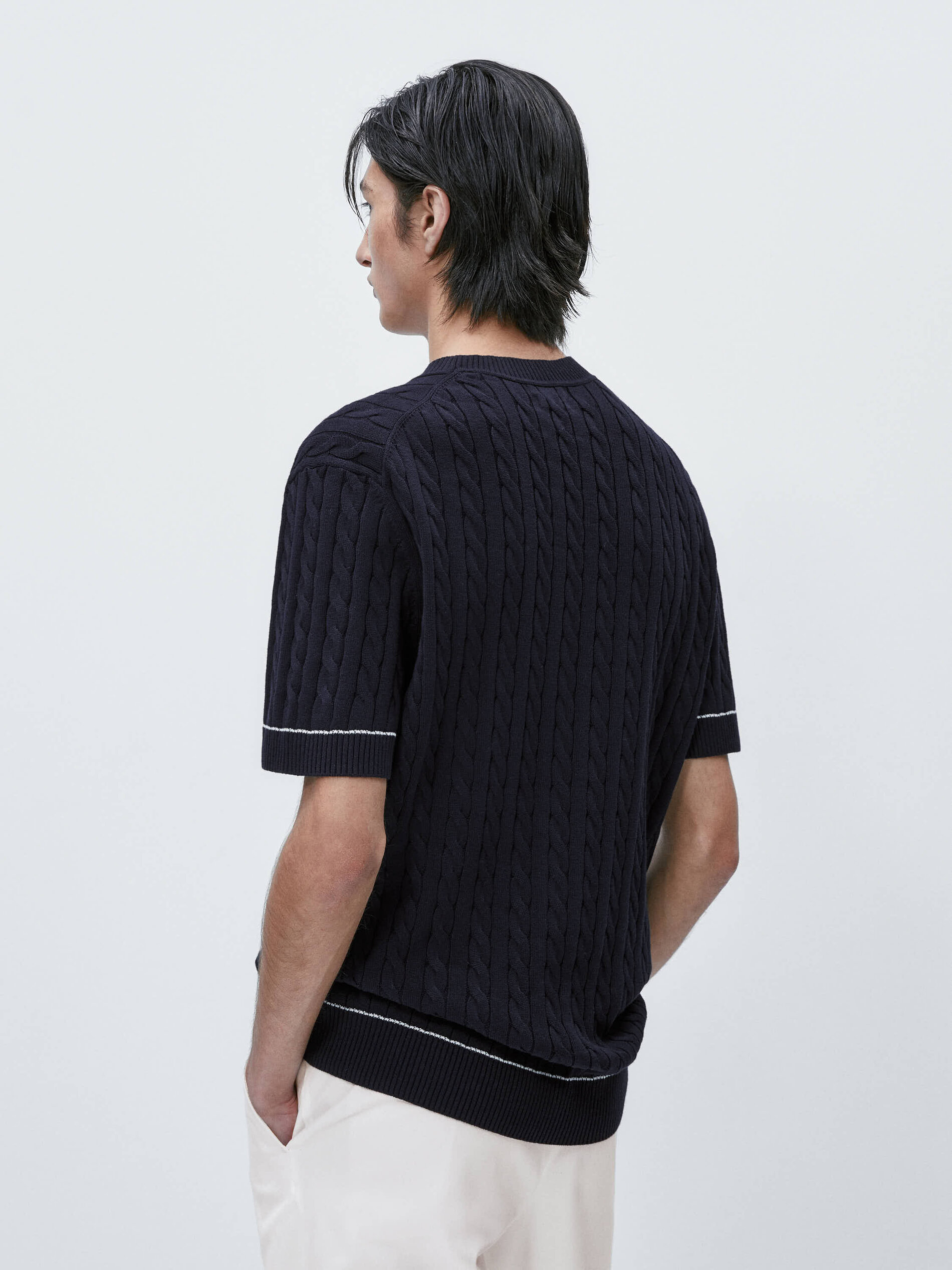 Jersey punto cable contraste - AZUL MARINO