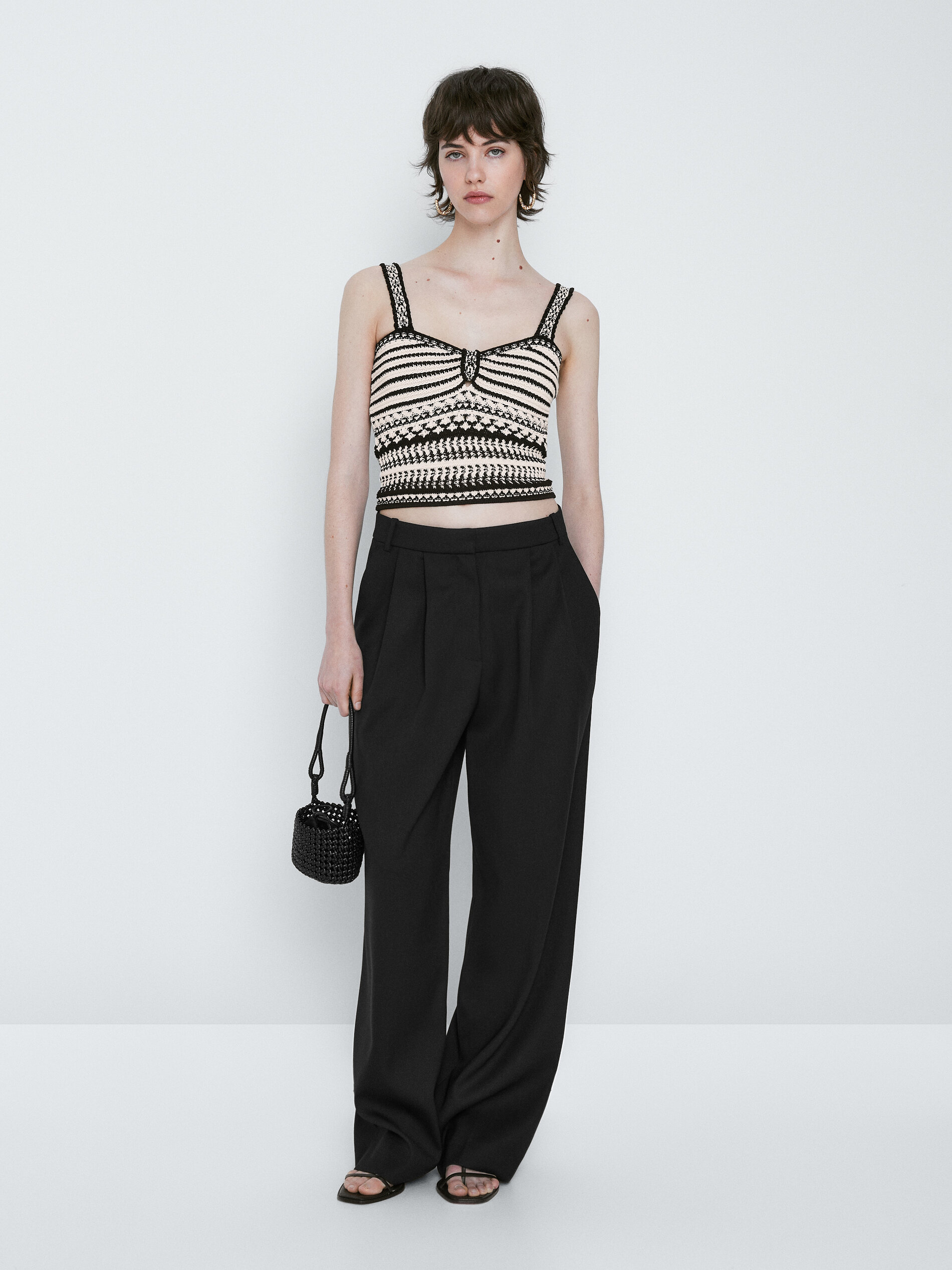 Top punto jacquard - CRUDO