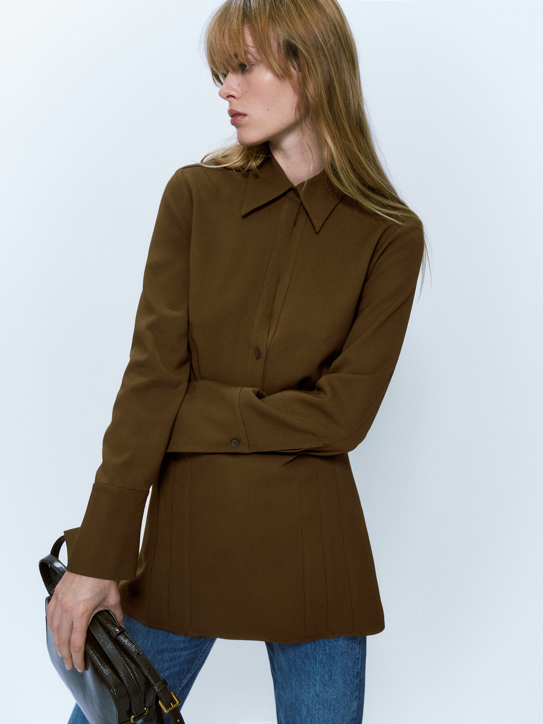 Camisa entallada costuras - KAKI