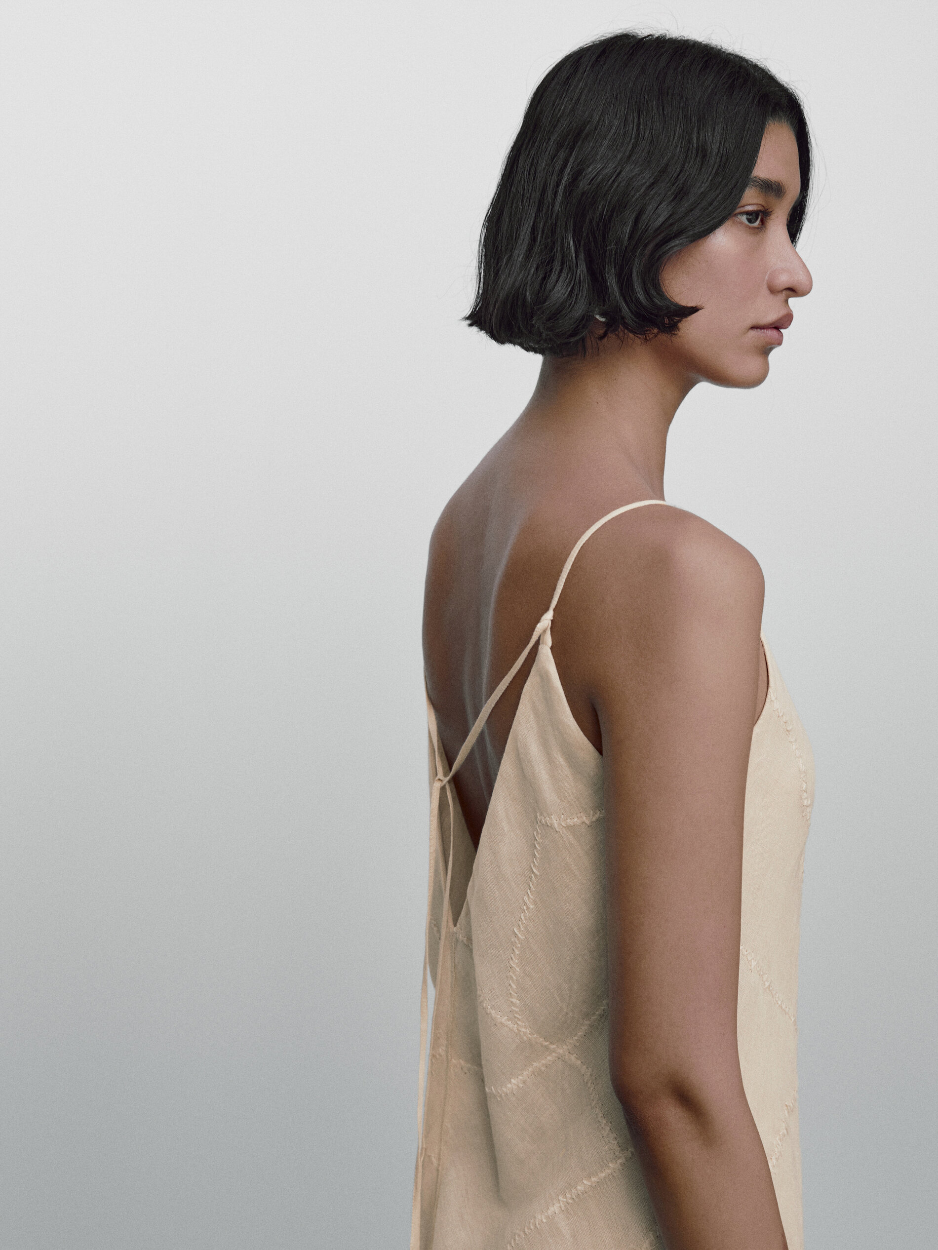 Vestido tirantes detalle bordados Limited edition - CRUDO