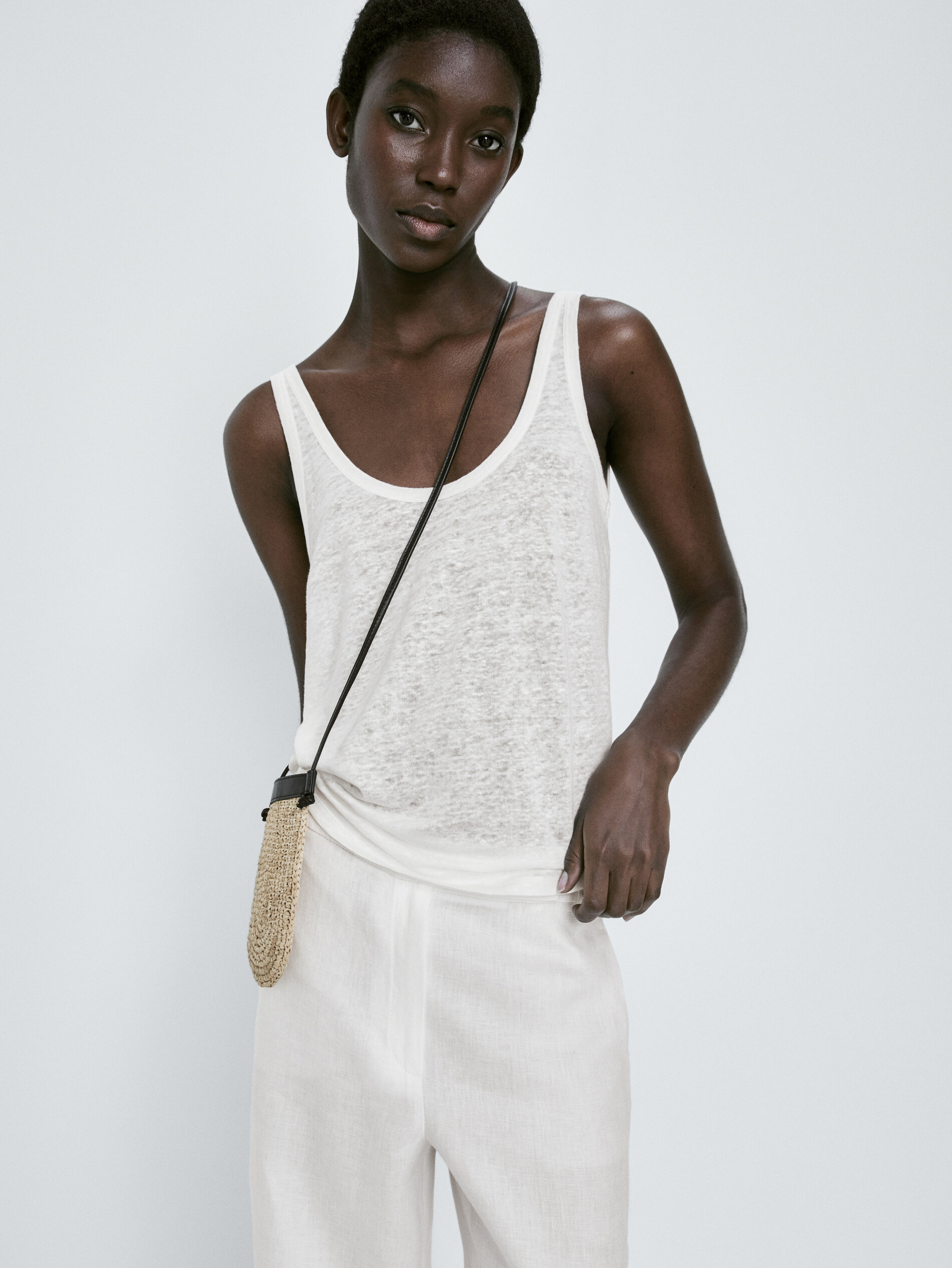 Camiseta lino tirantes - CRUDO