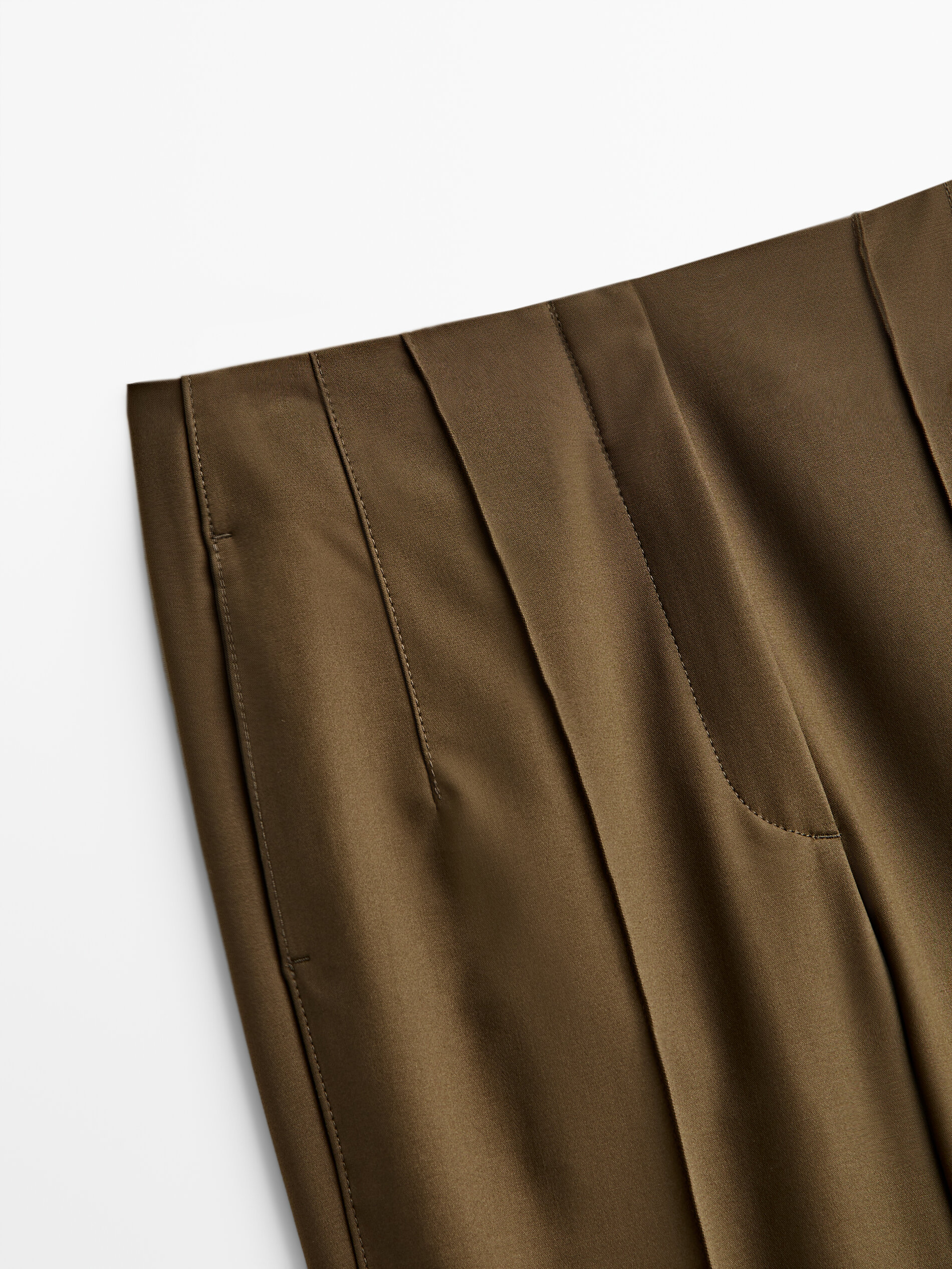 Pantalón técnico pespuntes slim fit - KAKI OSCURO