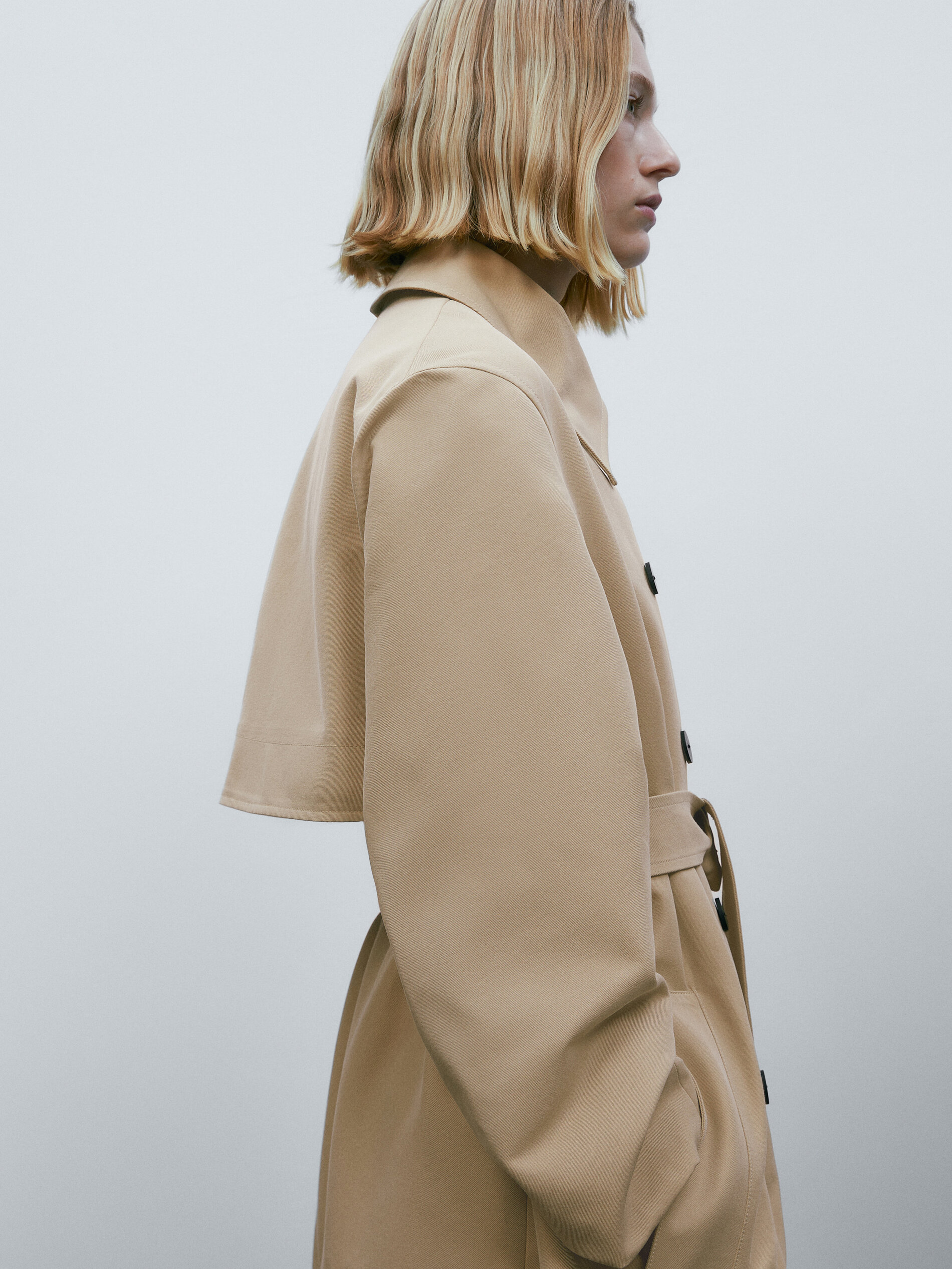 Chaqueta trench cinturón - CAMEL