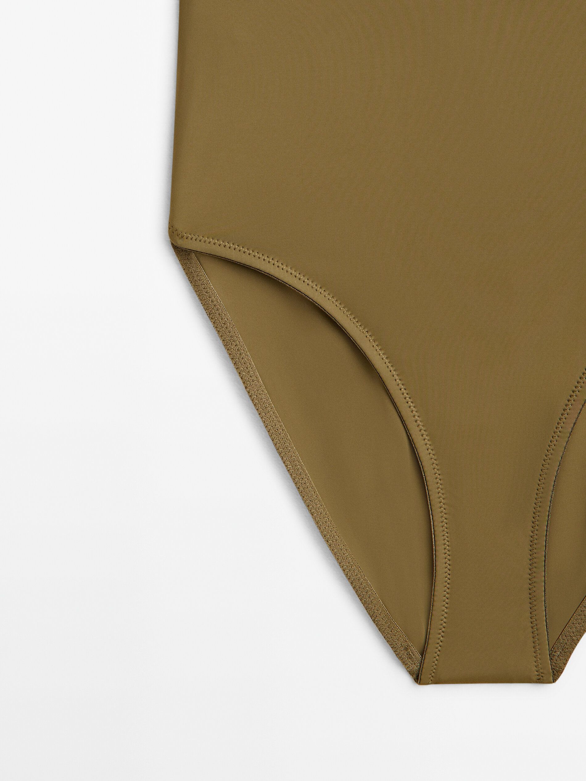 Bañador combinado escote cruzado - KAKI