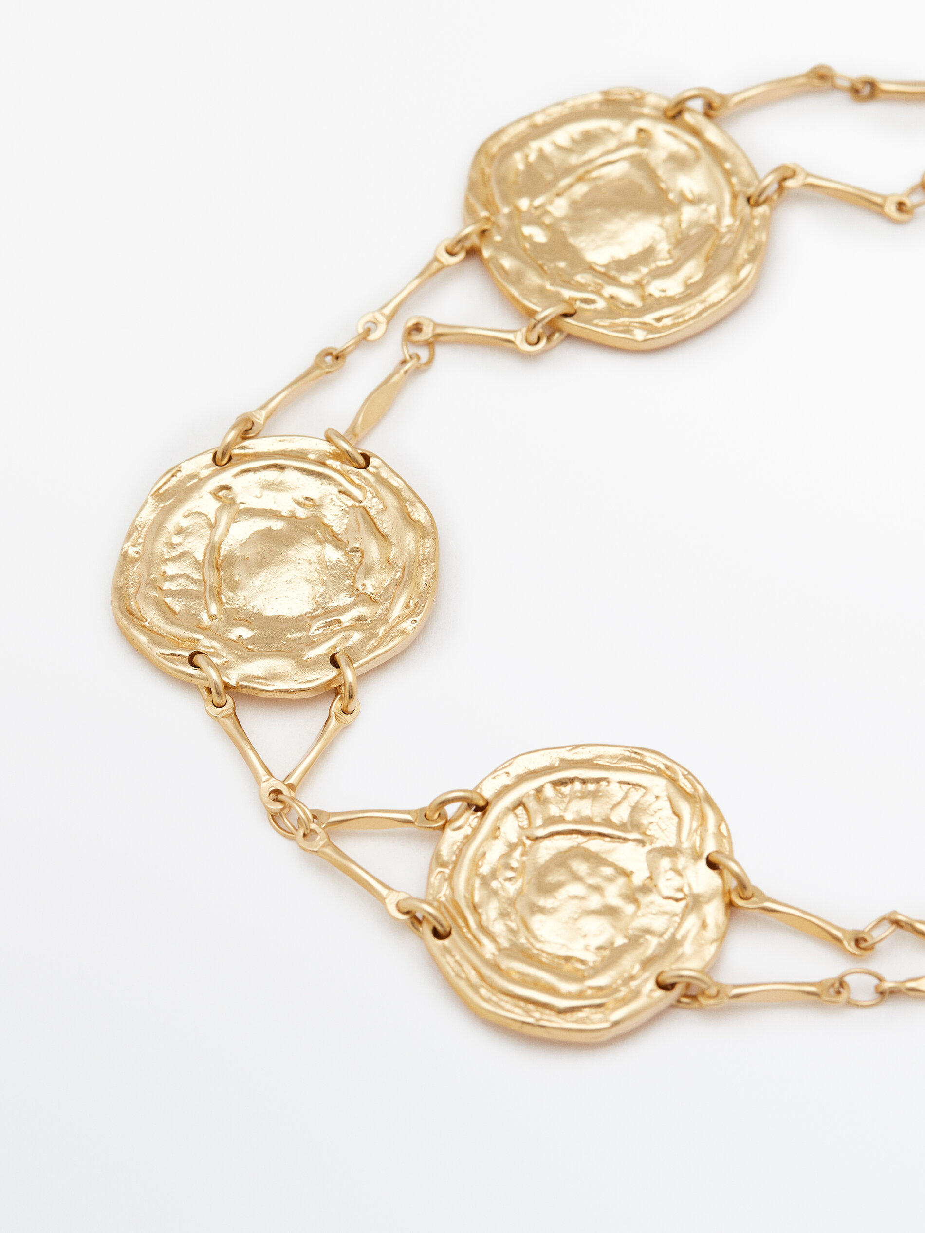 Pulsera monedas baño oro - DORADO