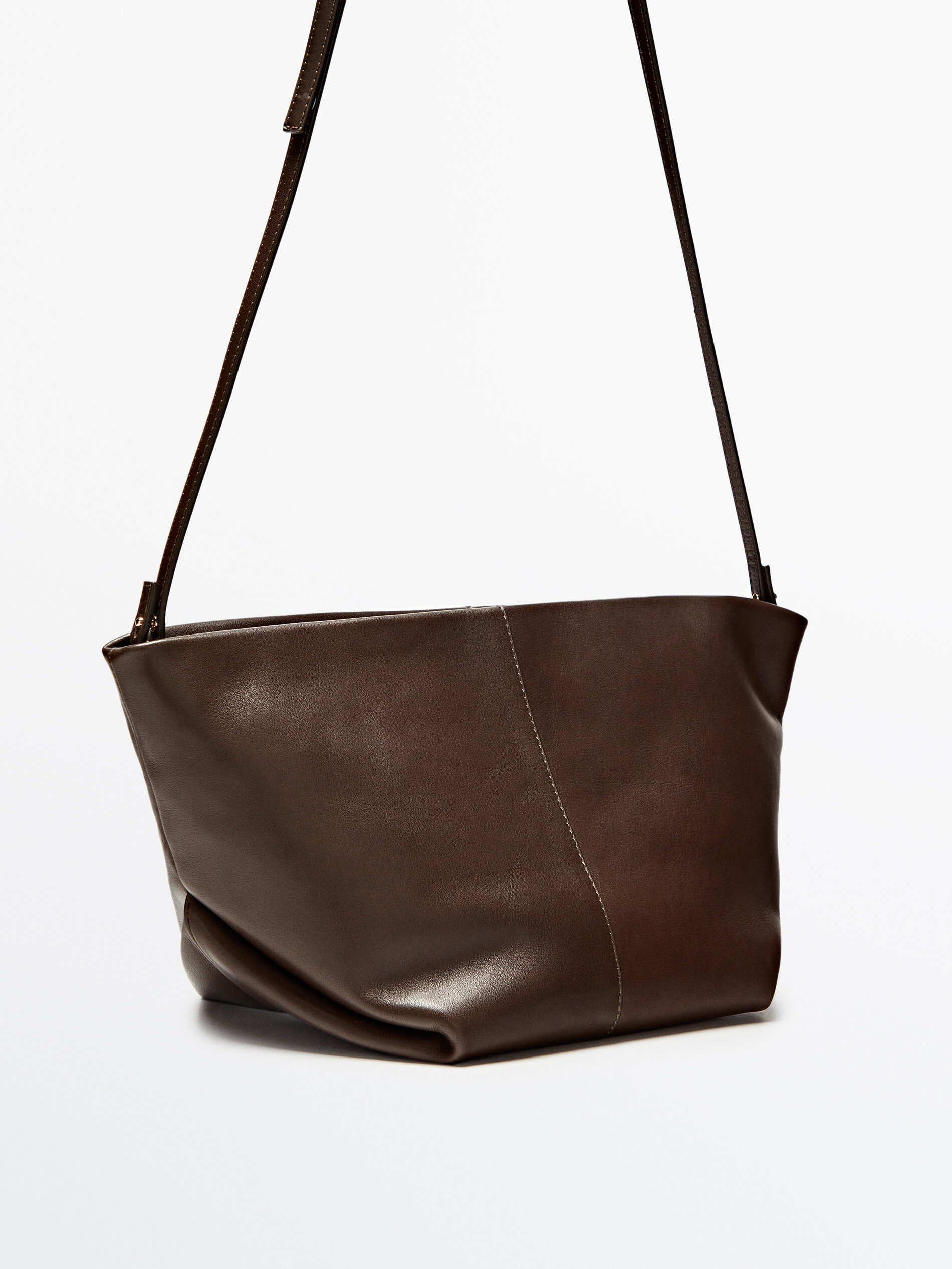 Bolso trapecio piel pouch y bandolera - KAKI