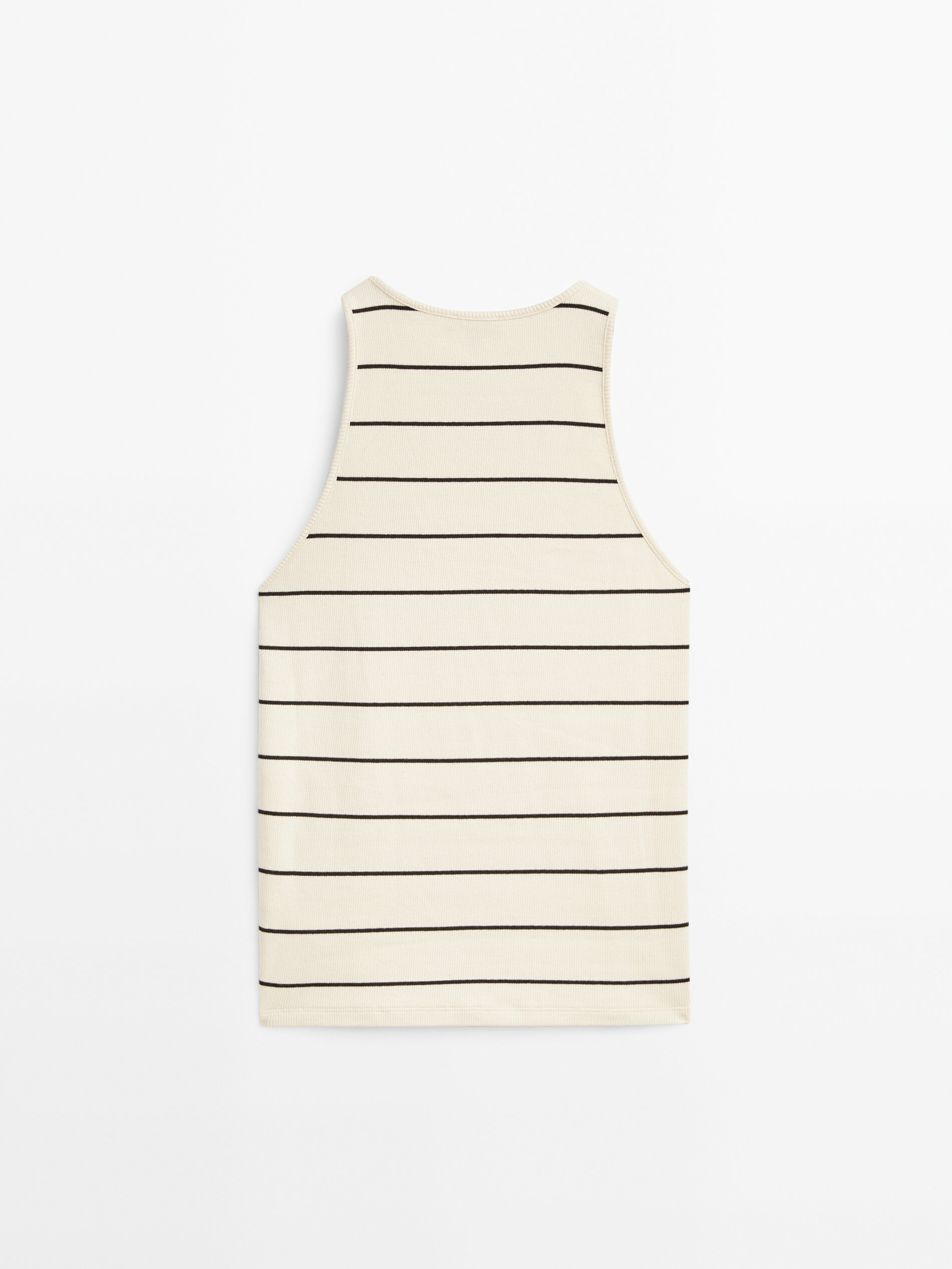 Camiseta rayas canalé manga sisa - CRUDO