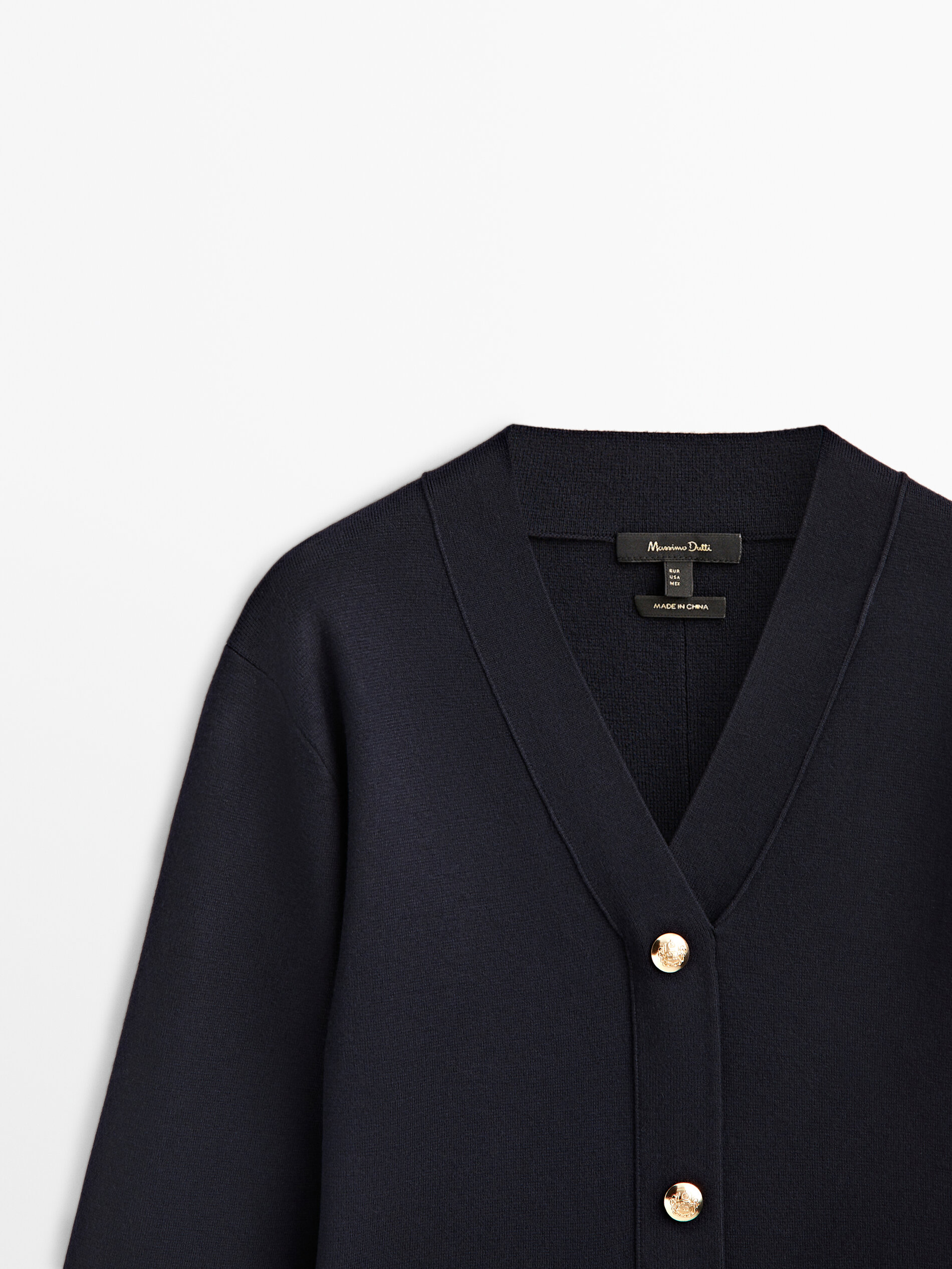 Vestido corto punto botones - AZUL MARINO