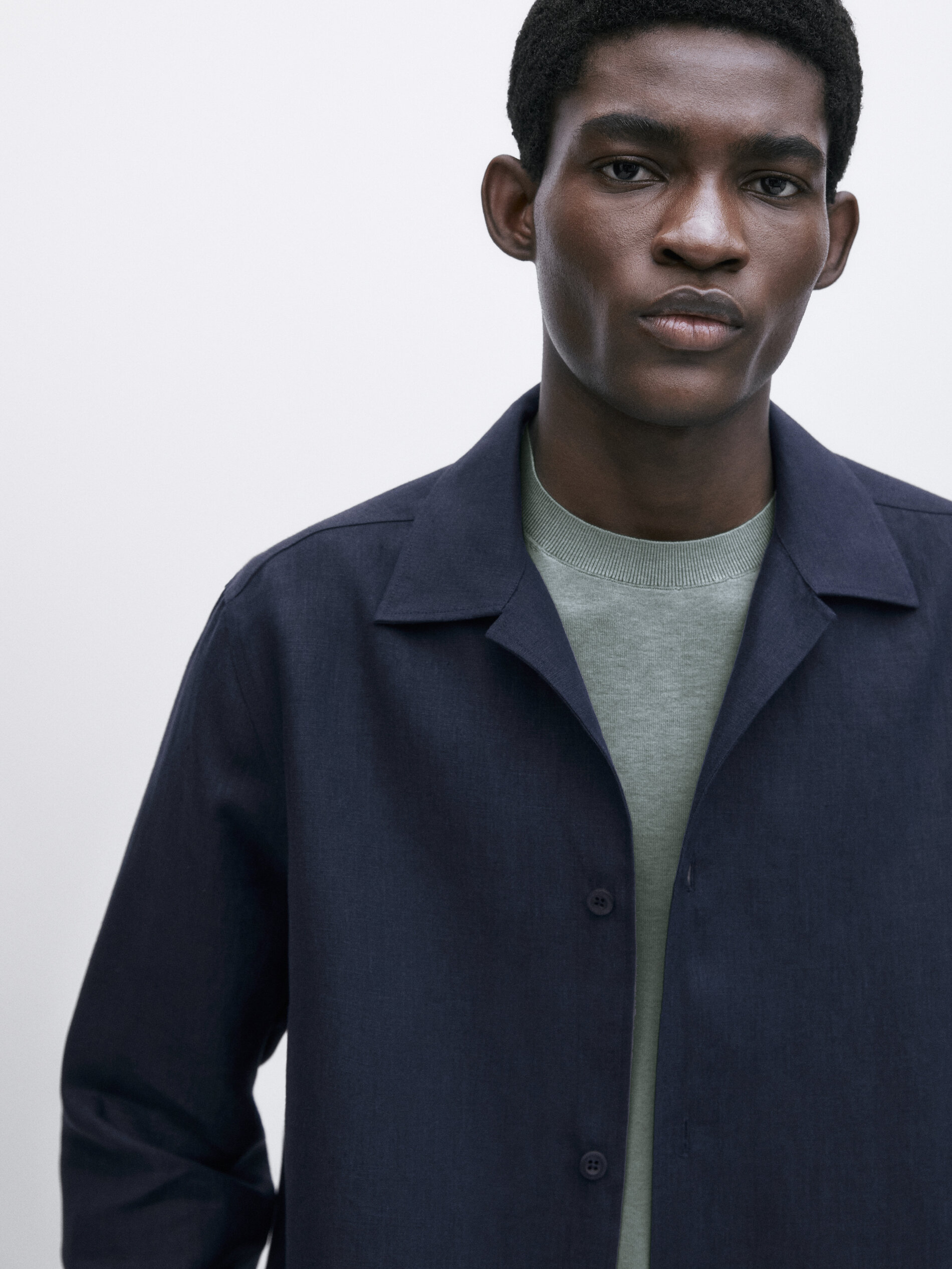 Sobrecamisa 100% lino -Studio - AZUL MARINO