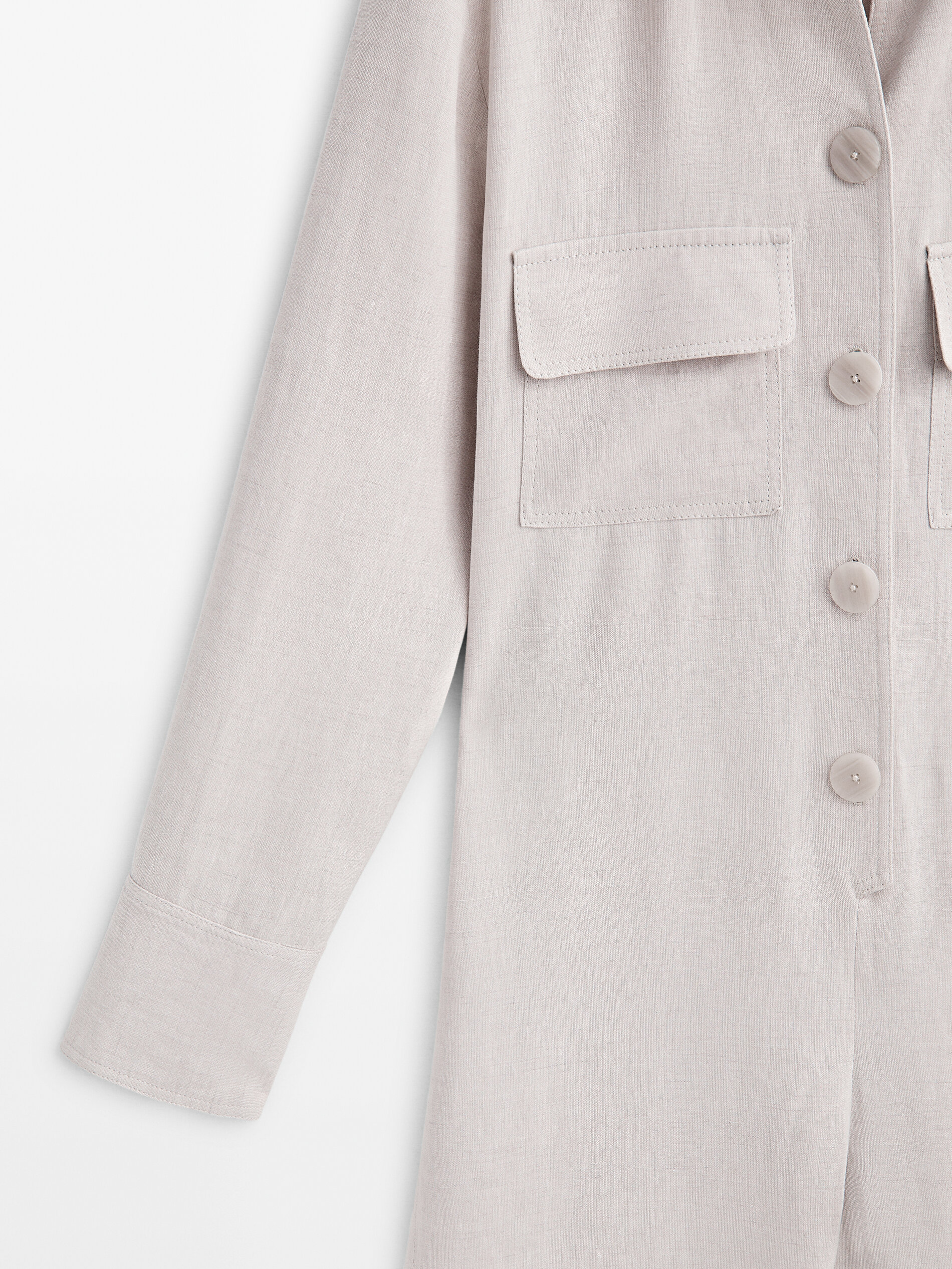 Mono con lino bolsillos - CRUDO