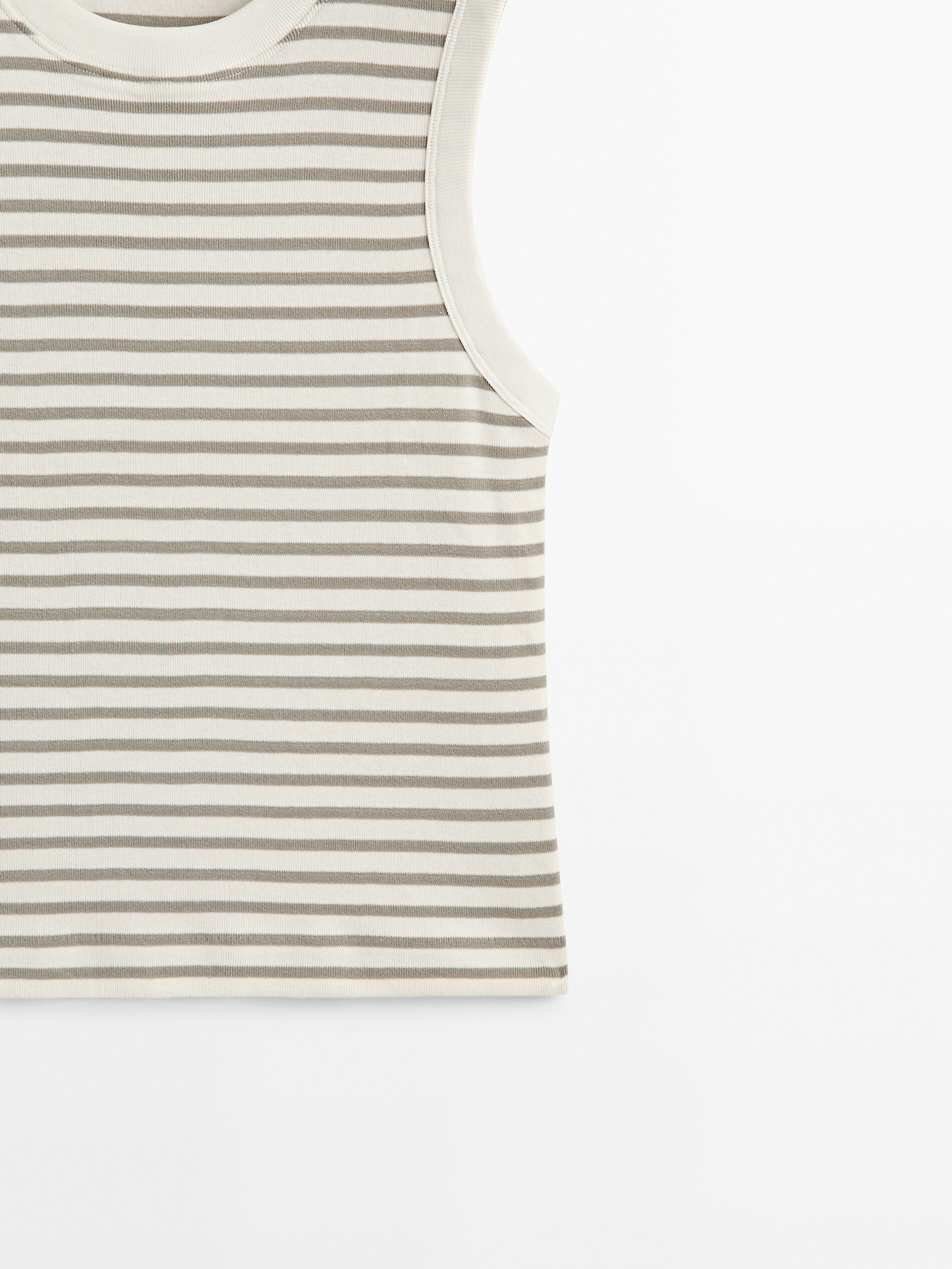 Camiseta rayas contraste sin mangas - GRIS