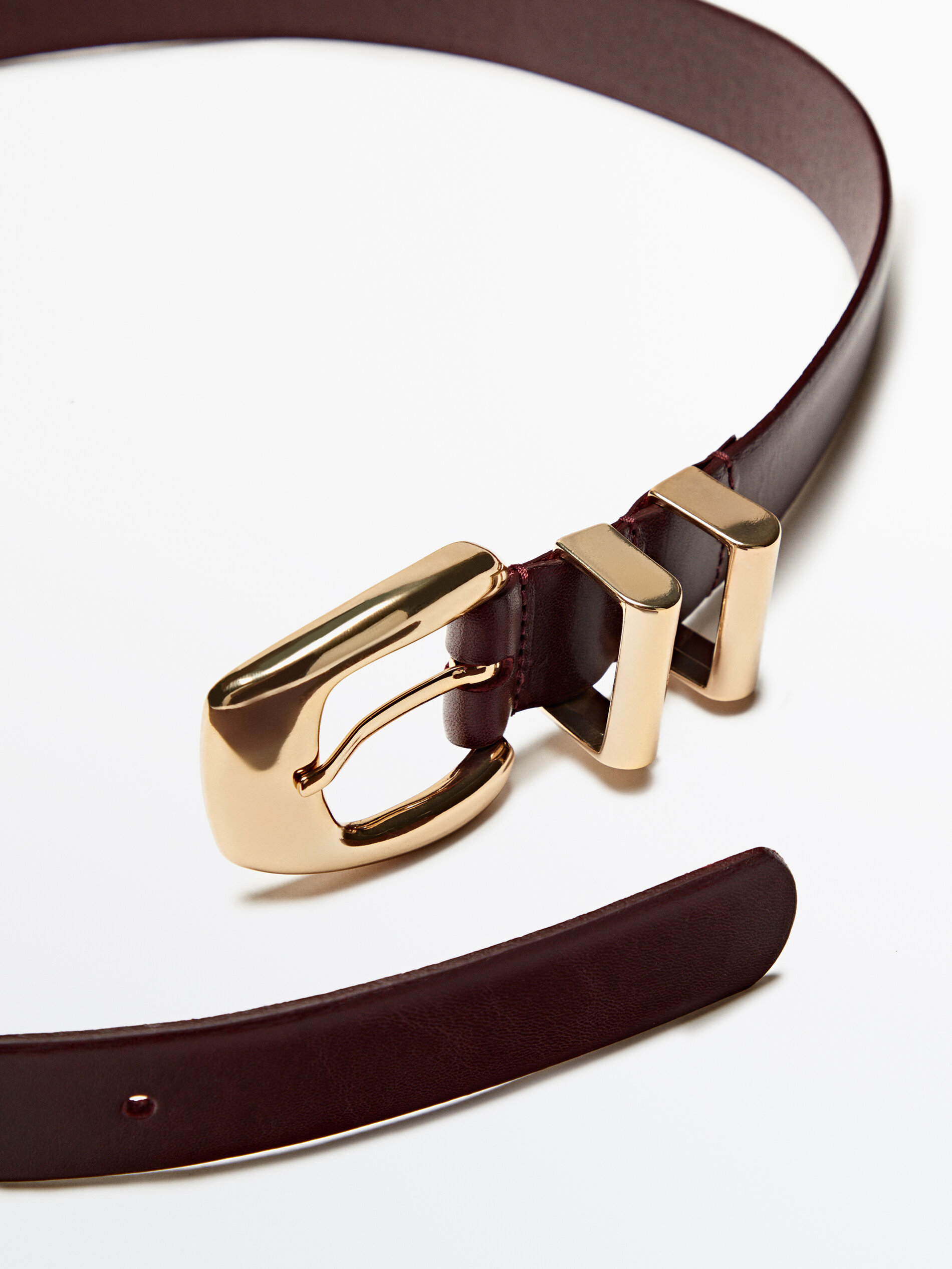 Cinturón piel doble pasador - BURDEOS