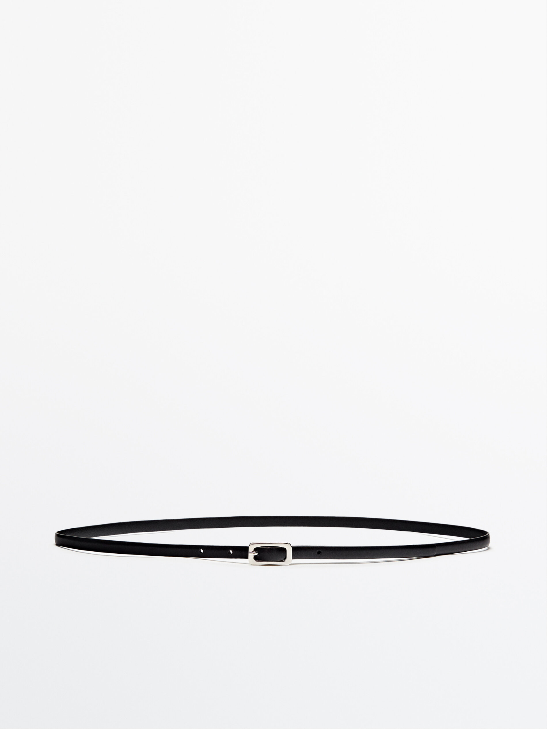 Cinturón fino piel hebilla rectangular - NEGRO