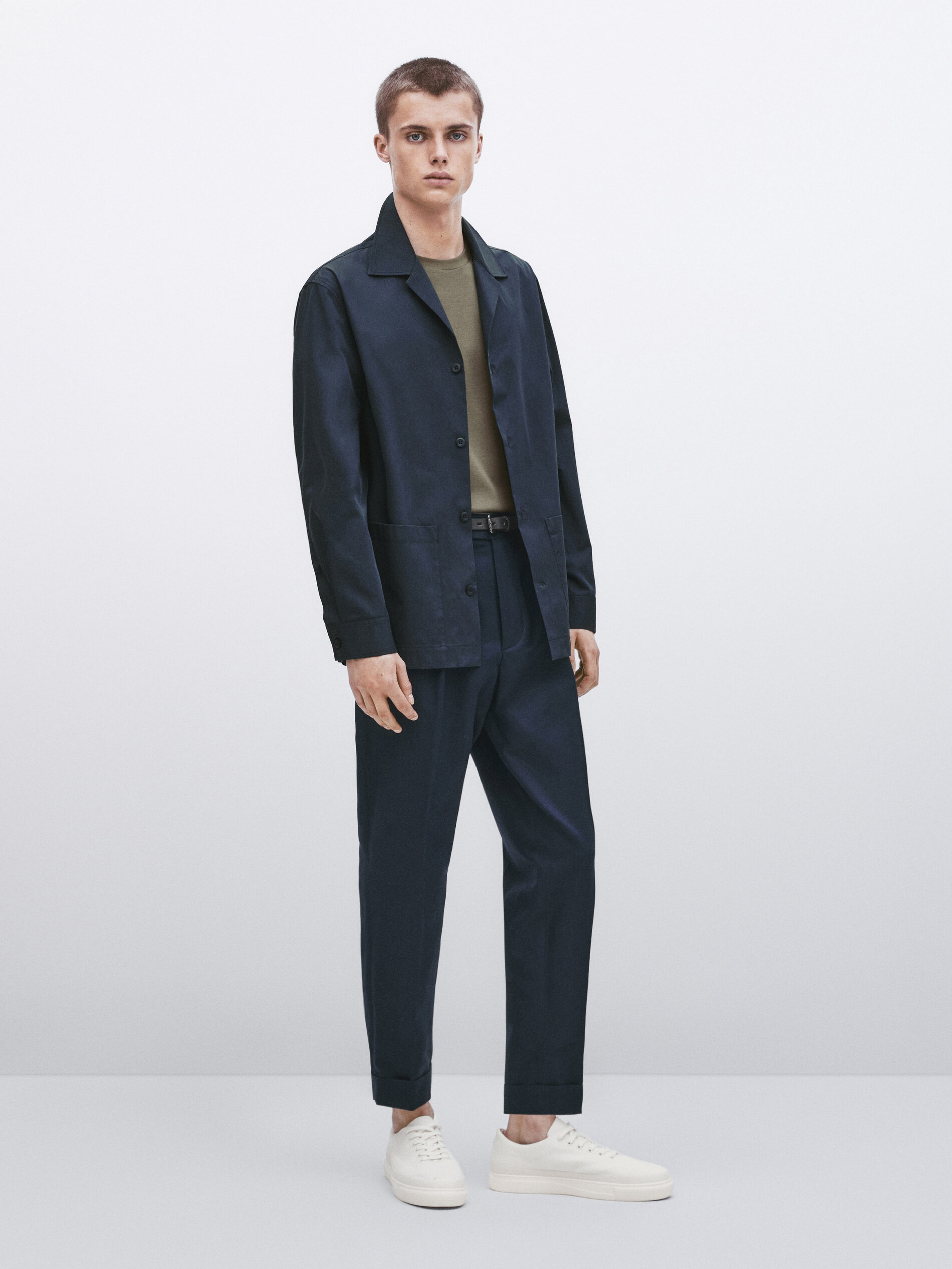 Sobrecamisa algodón bolsillos -Studio - PETRÓLEO DELAVADO