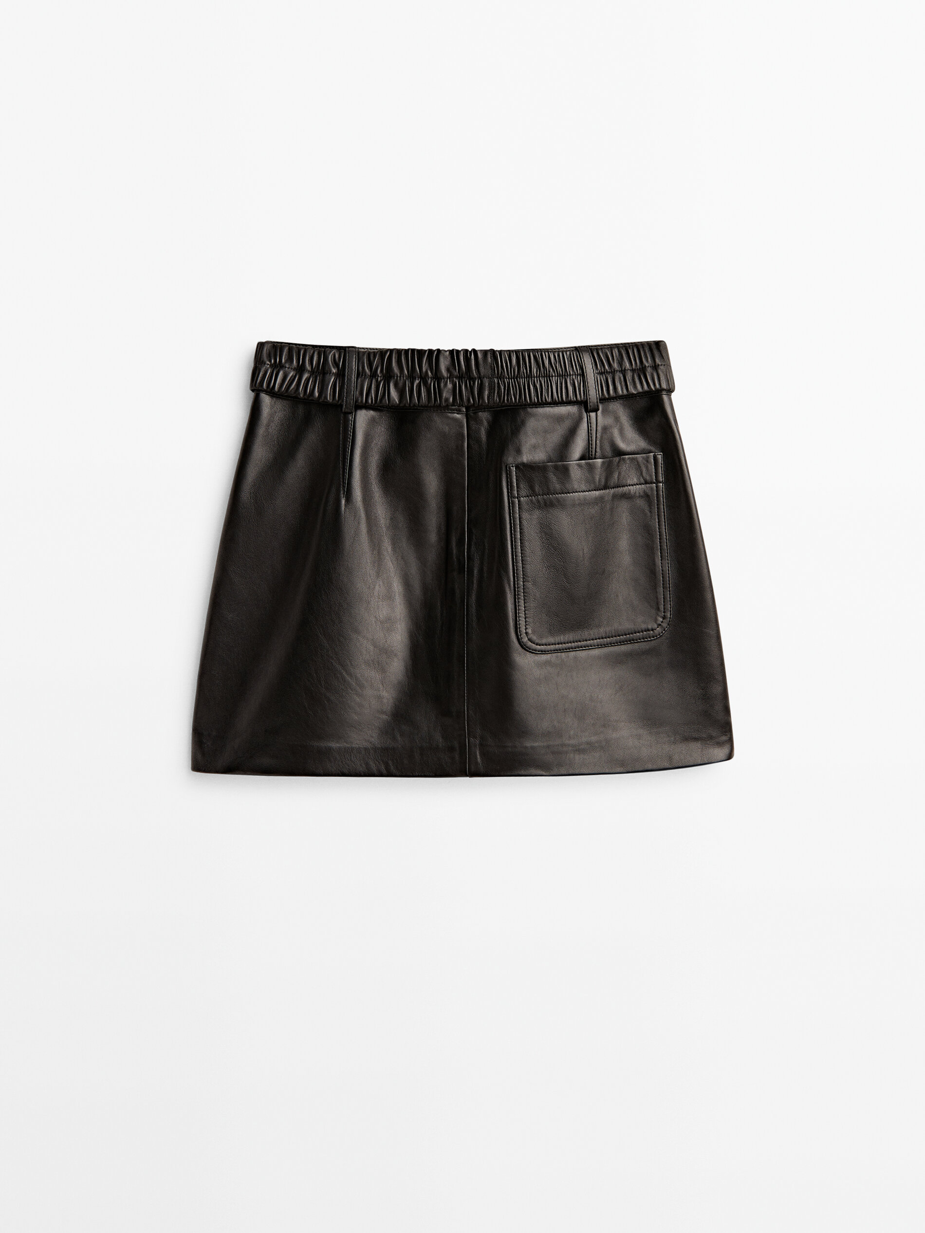 Mini falda piel napa cinturón elástico - NEGRO