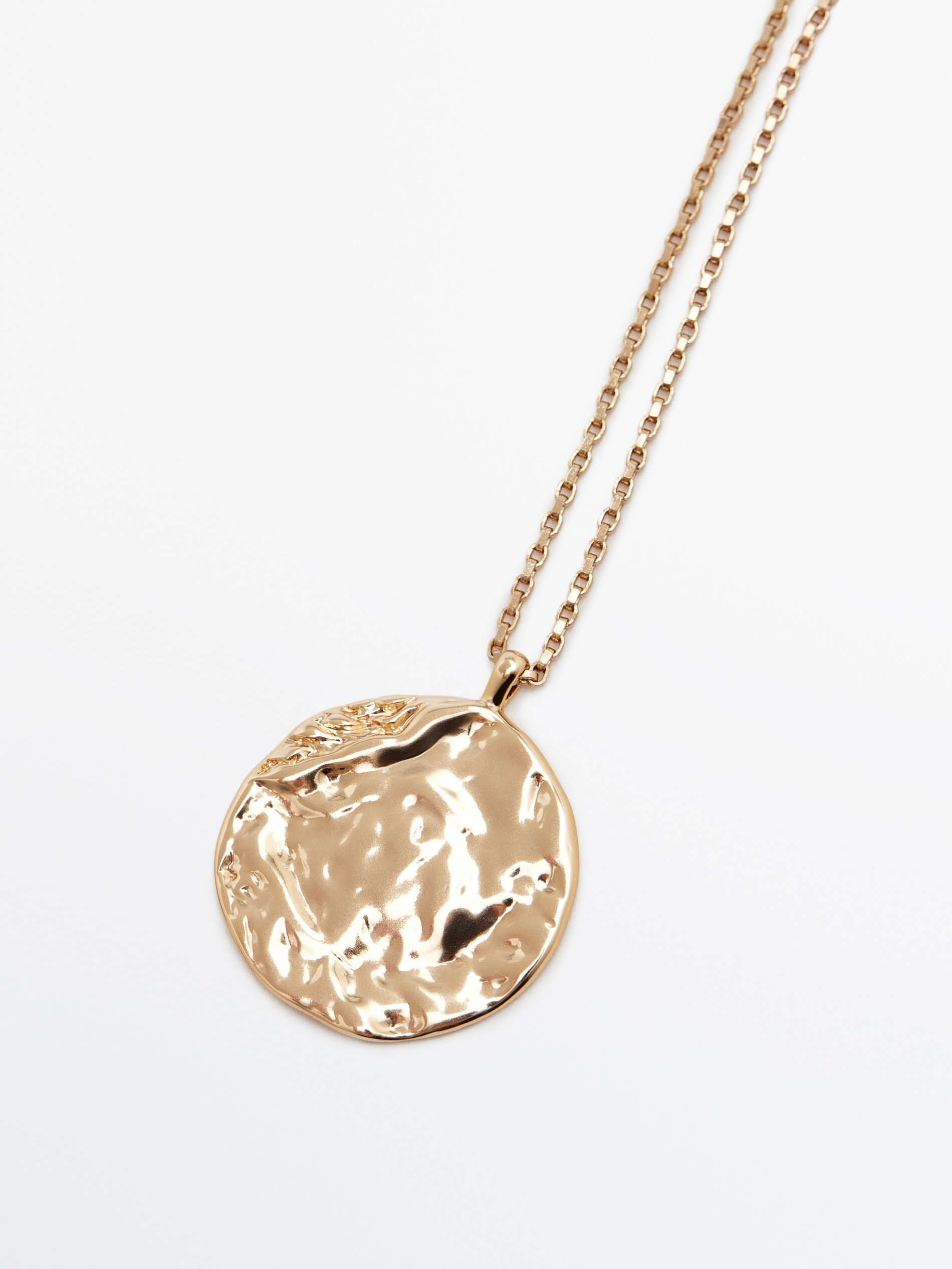 Collar largo moneda textura baño oro - DORADO