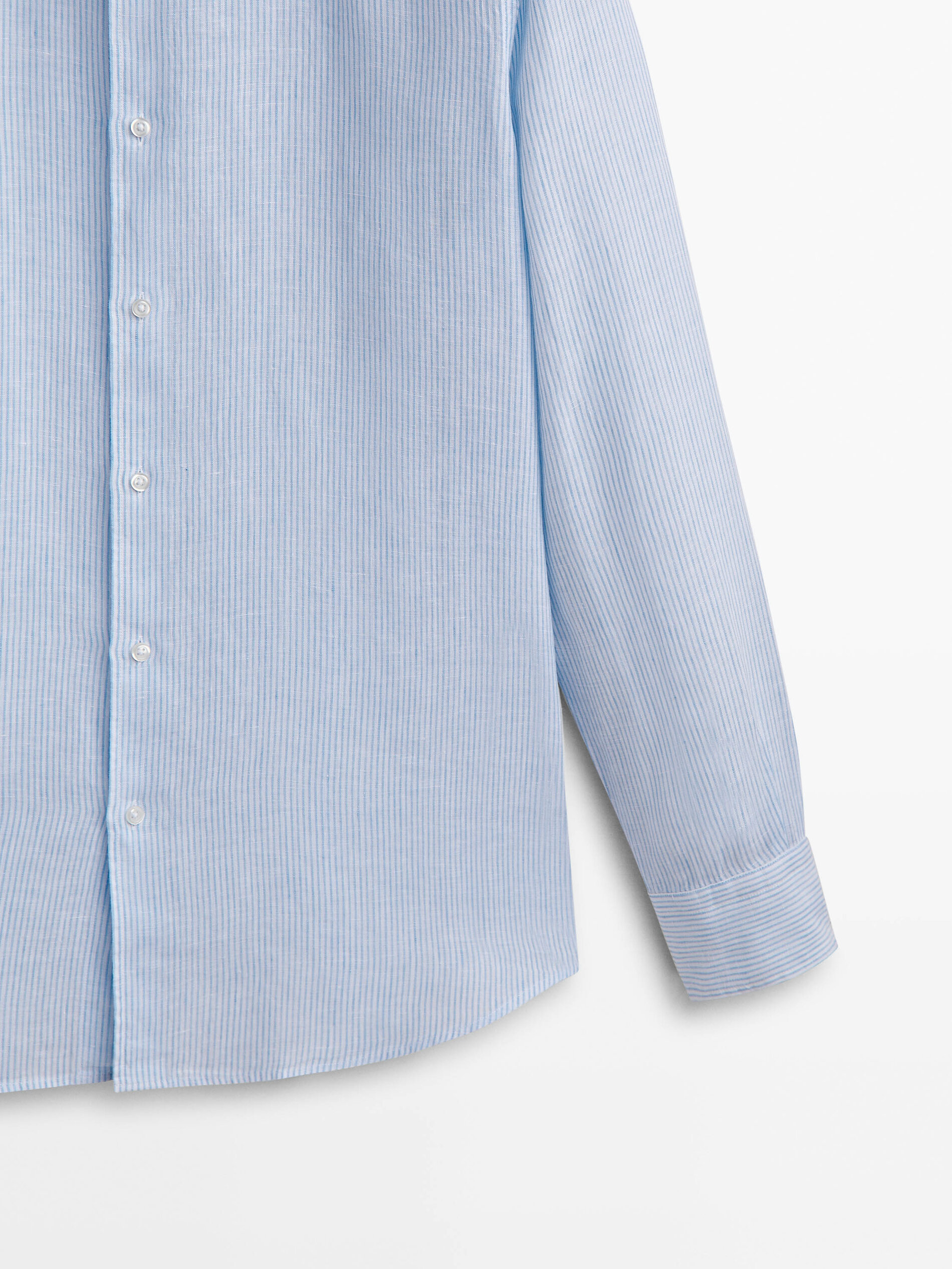 Camisa micro rayas lino slim fit - CELESTE