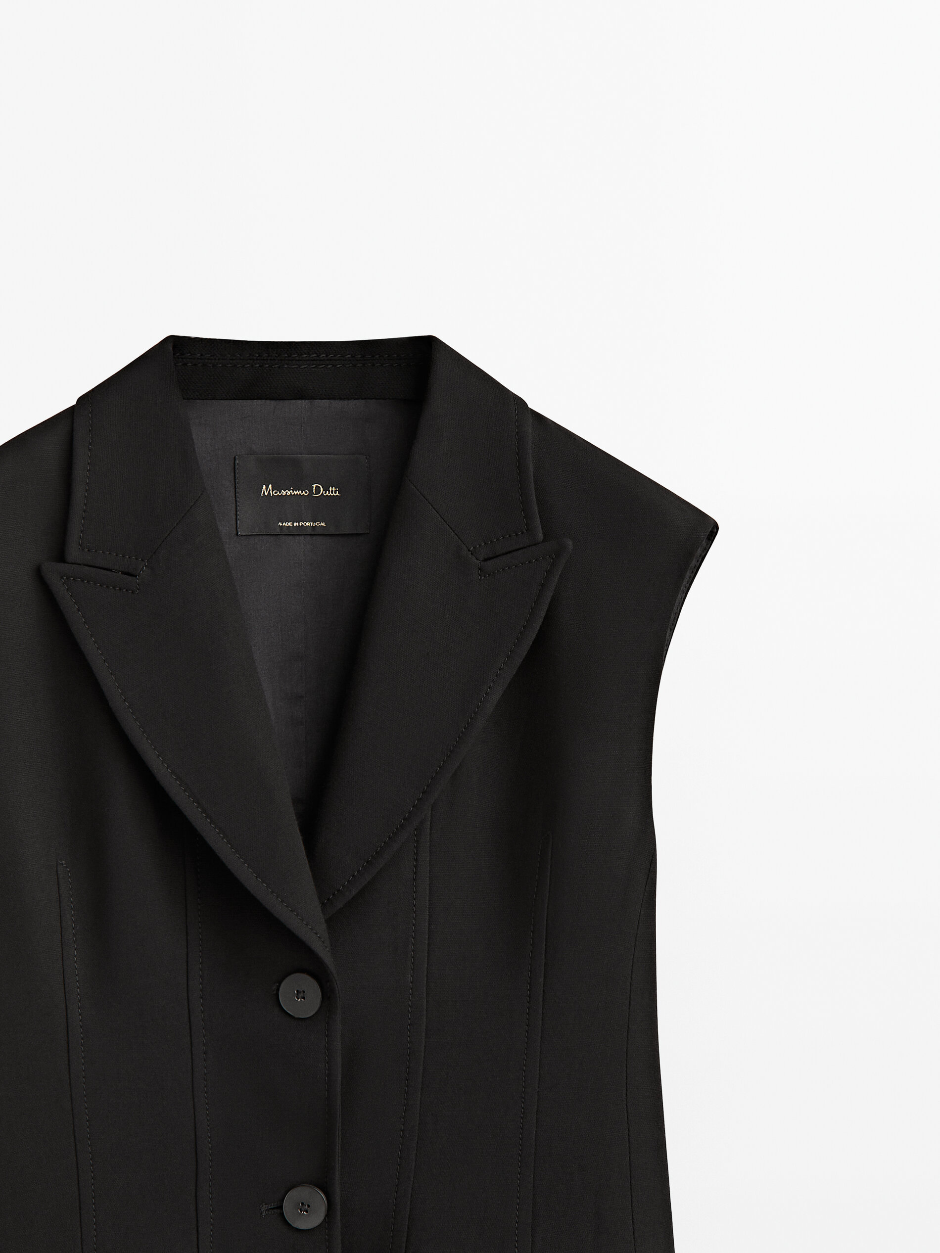 Chaleco entallado negro botones - NEGRO