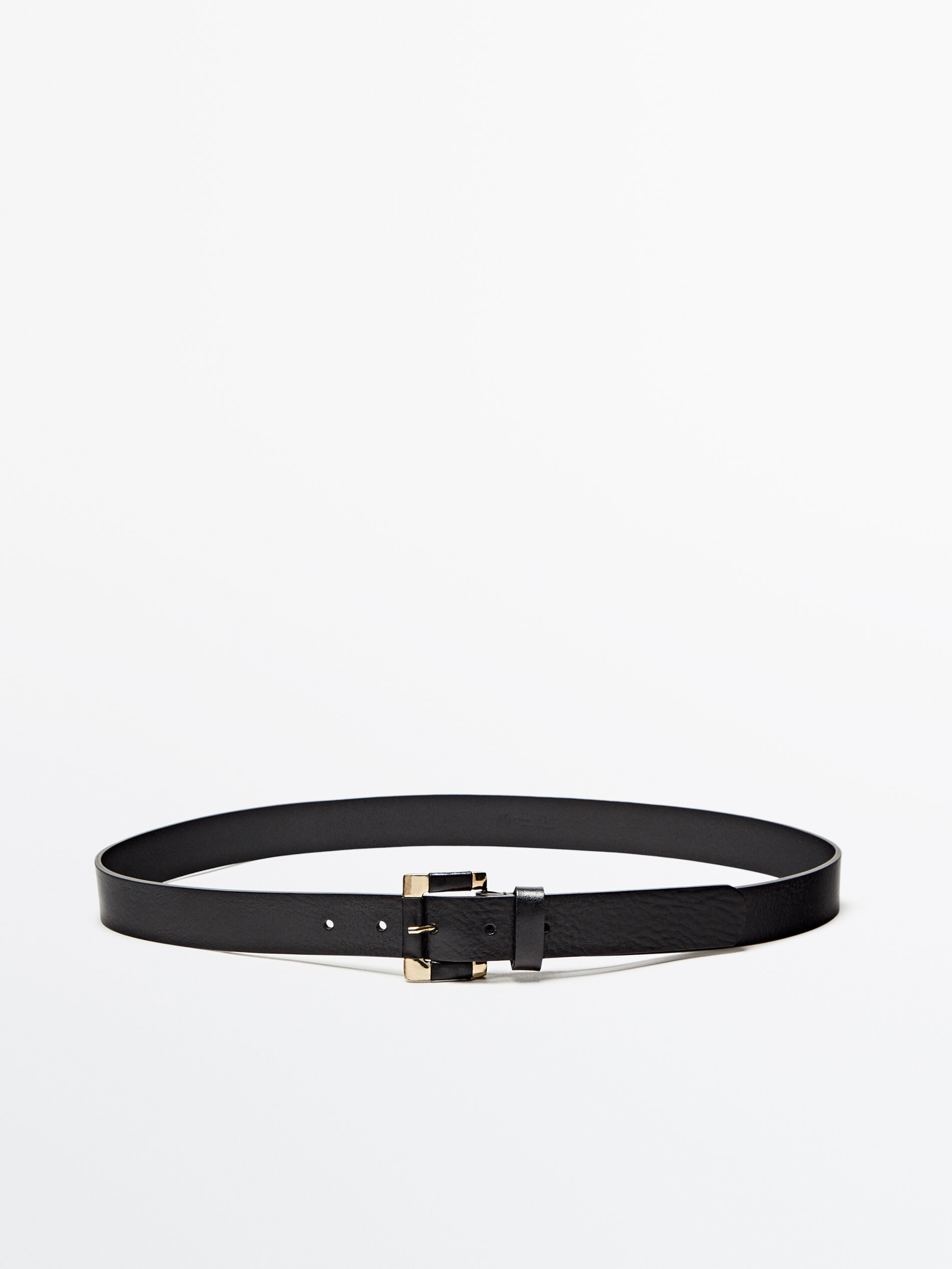 Cinturón piel hebilla forrada - NEGRO