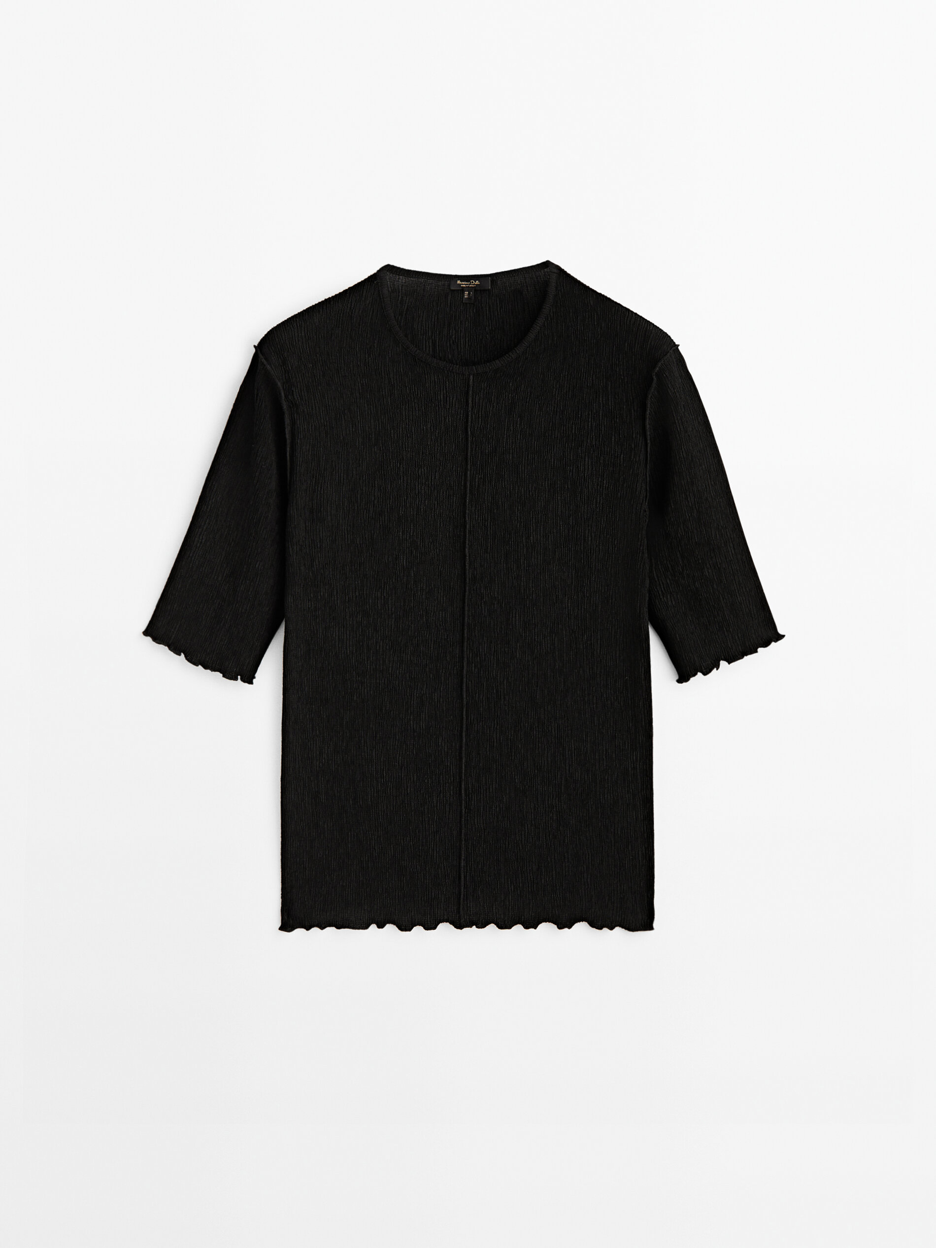 Camiseta nervio central efecto arrugado - NEGRO