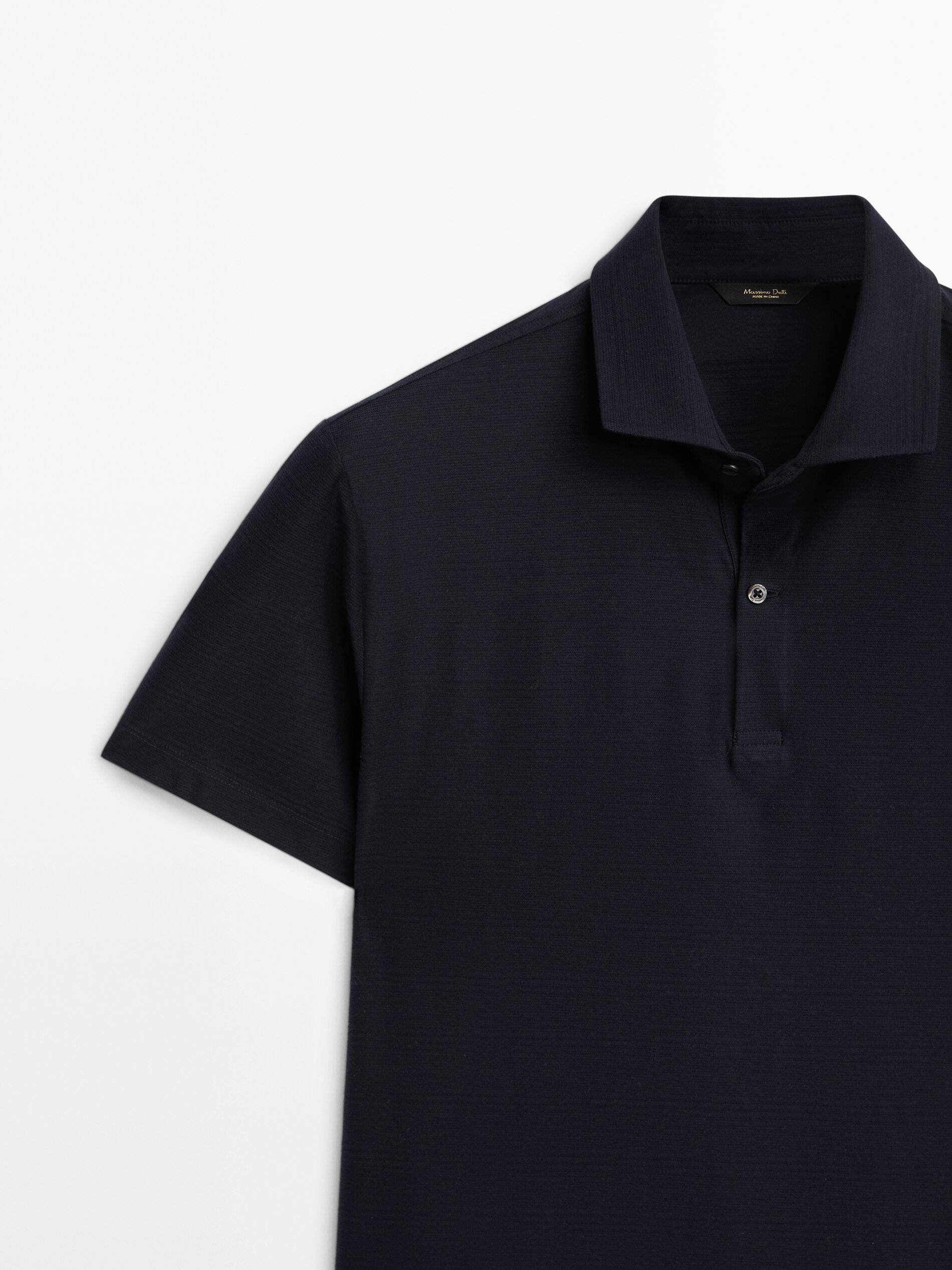 Polo algodón jacquard rayas - AZUL MARINO