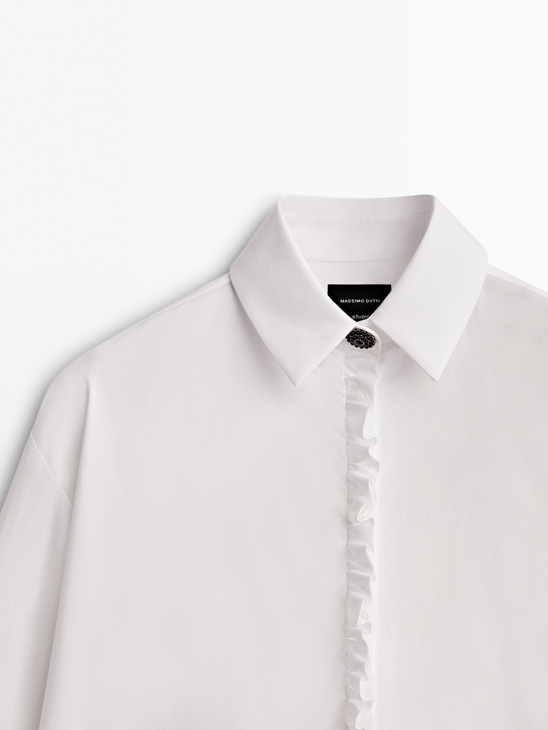 Camisa popelín detalle volante -Studio - BLANCO