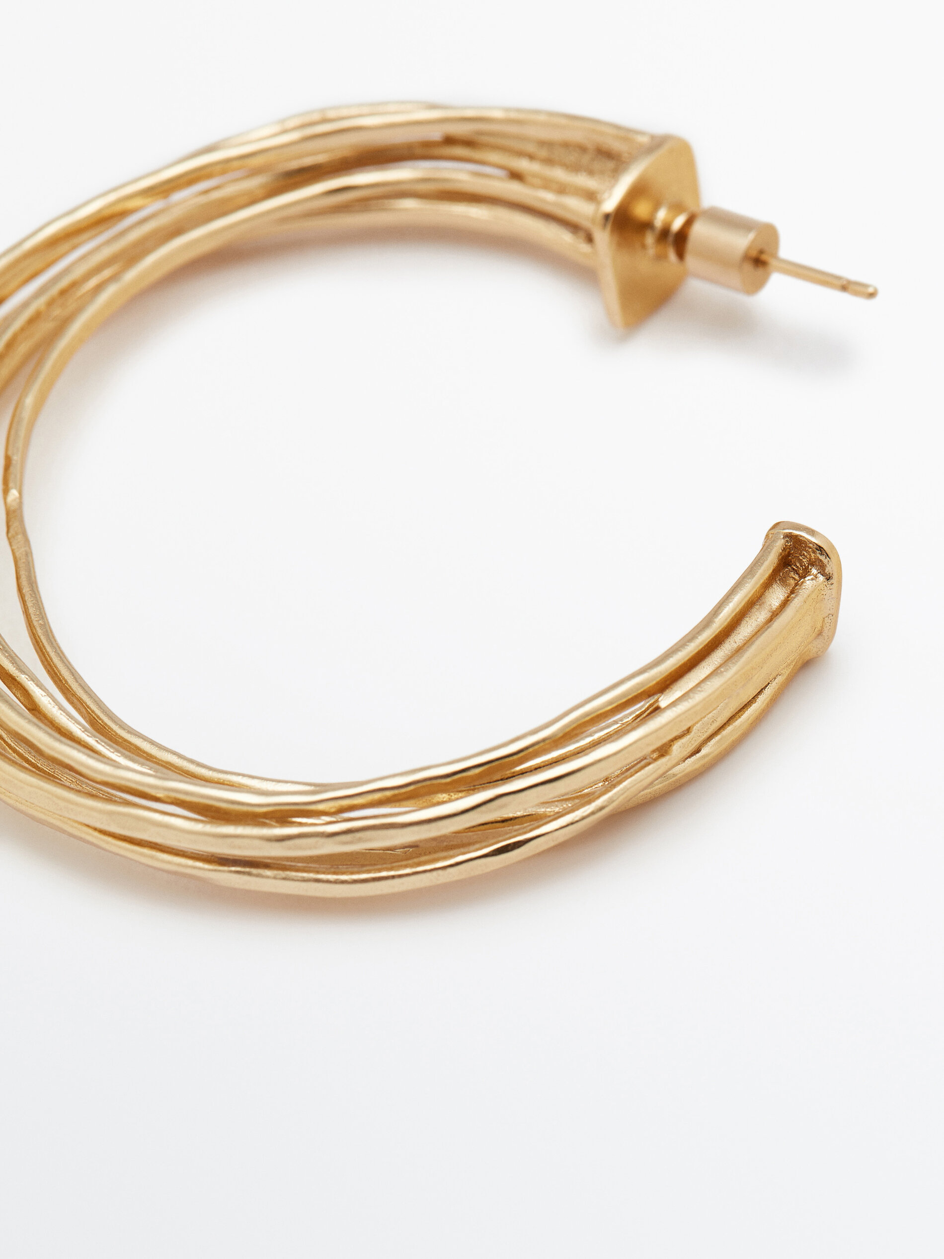 Pendientes multiaros textura baño oro - DORADO