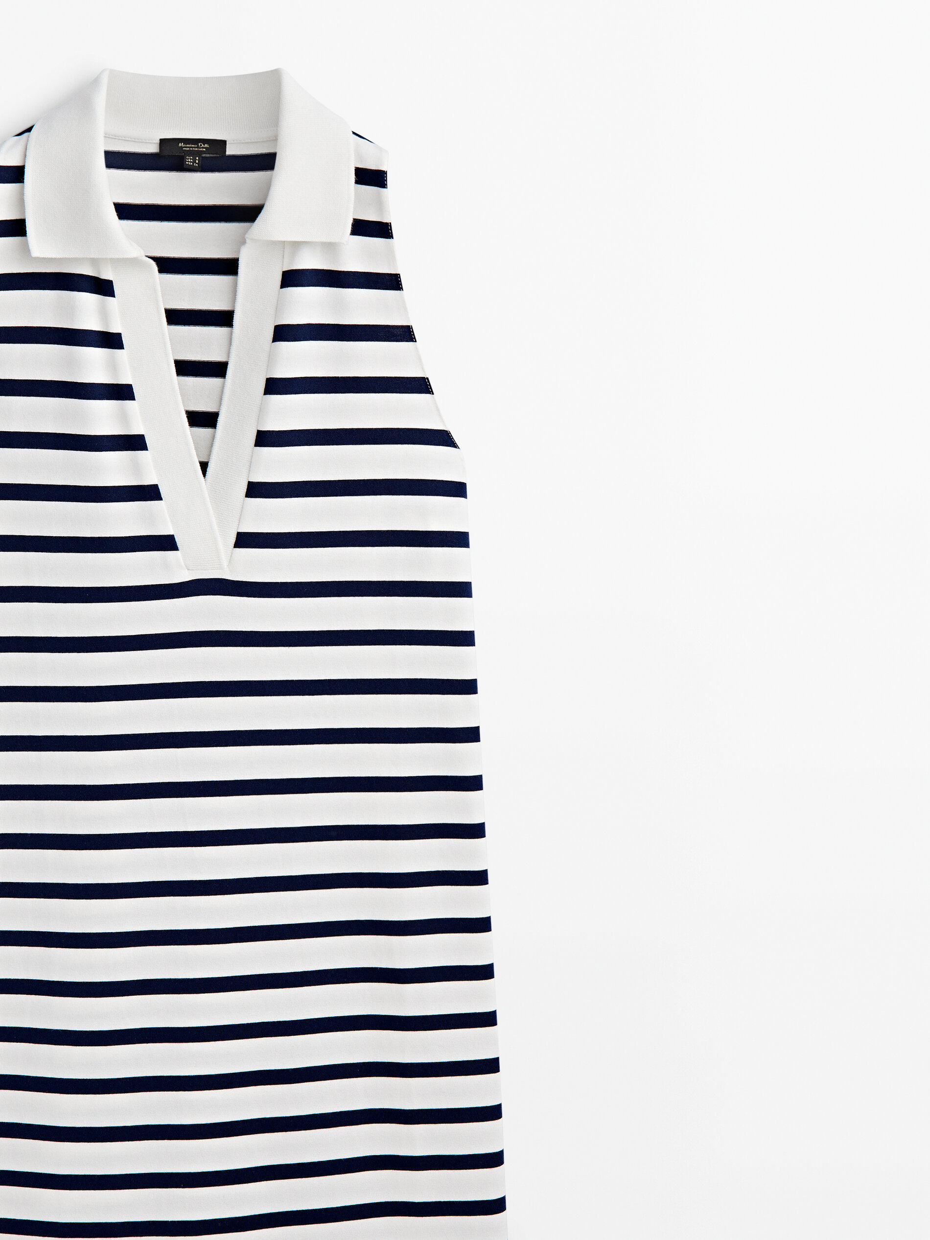 Vestido polo rayas sin mangas - CRUDO