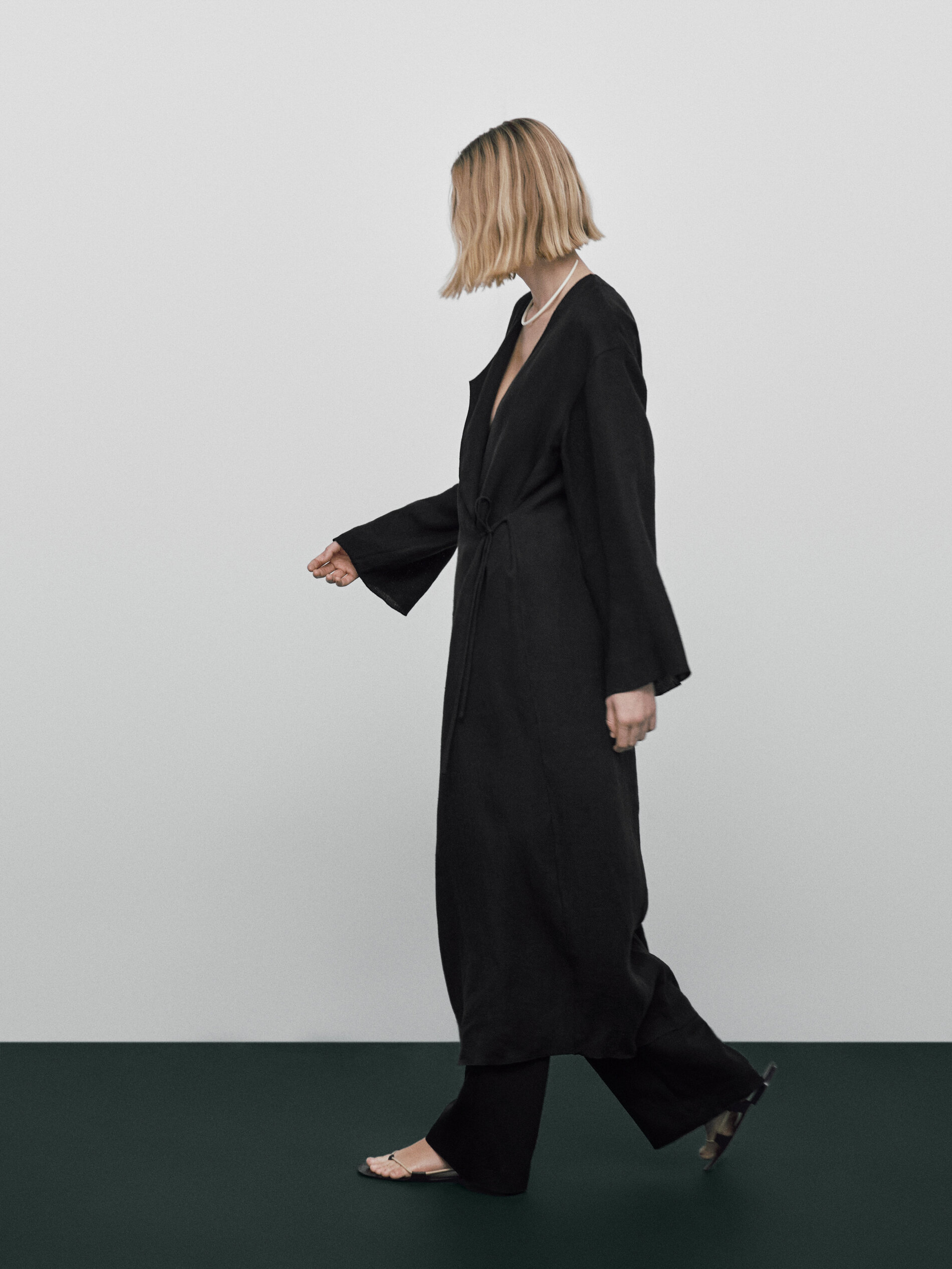 Blusón kimono lino Limited Edition - NEGRO