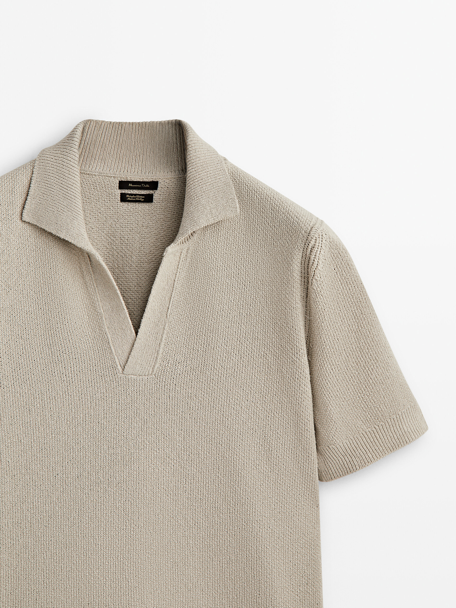 Jersey polo estructura manga corta - Beige