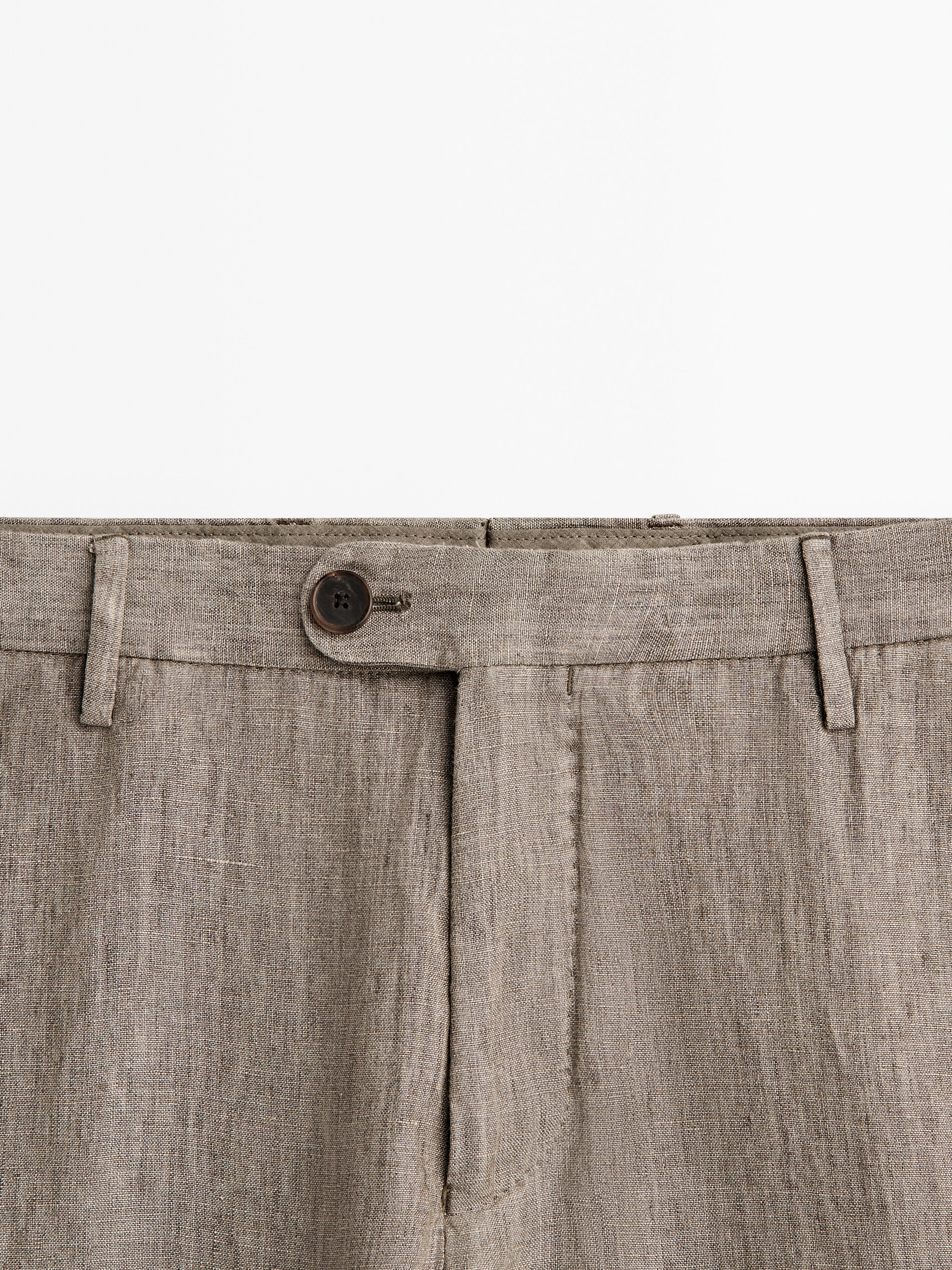 Pantalón traje lino delavé - BEIGE