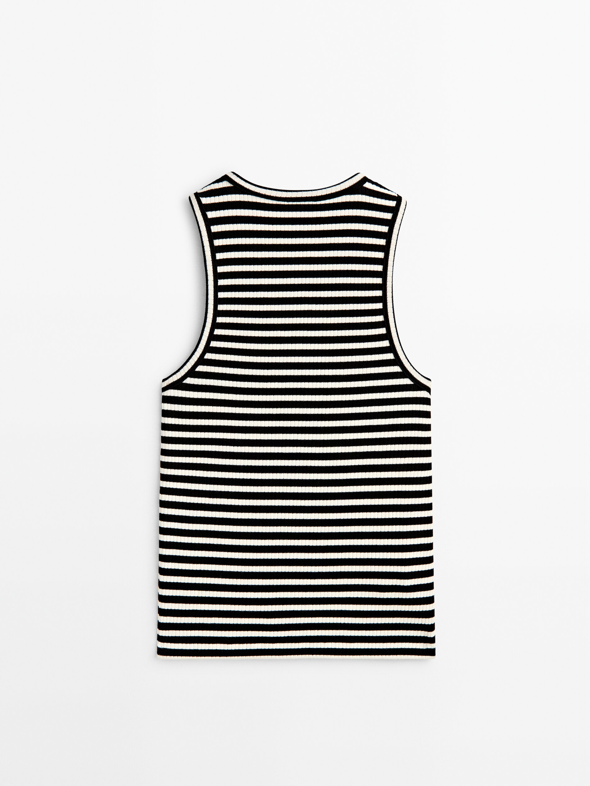 Camiseta canalé rayas sin mangas - AZUL MARINO