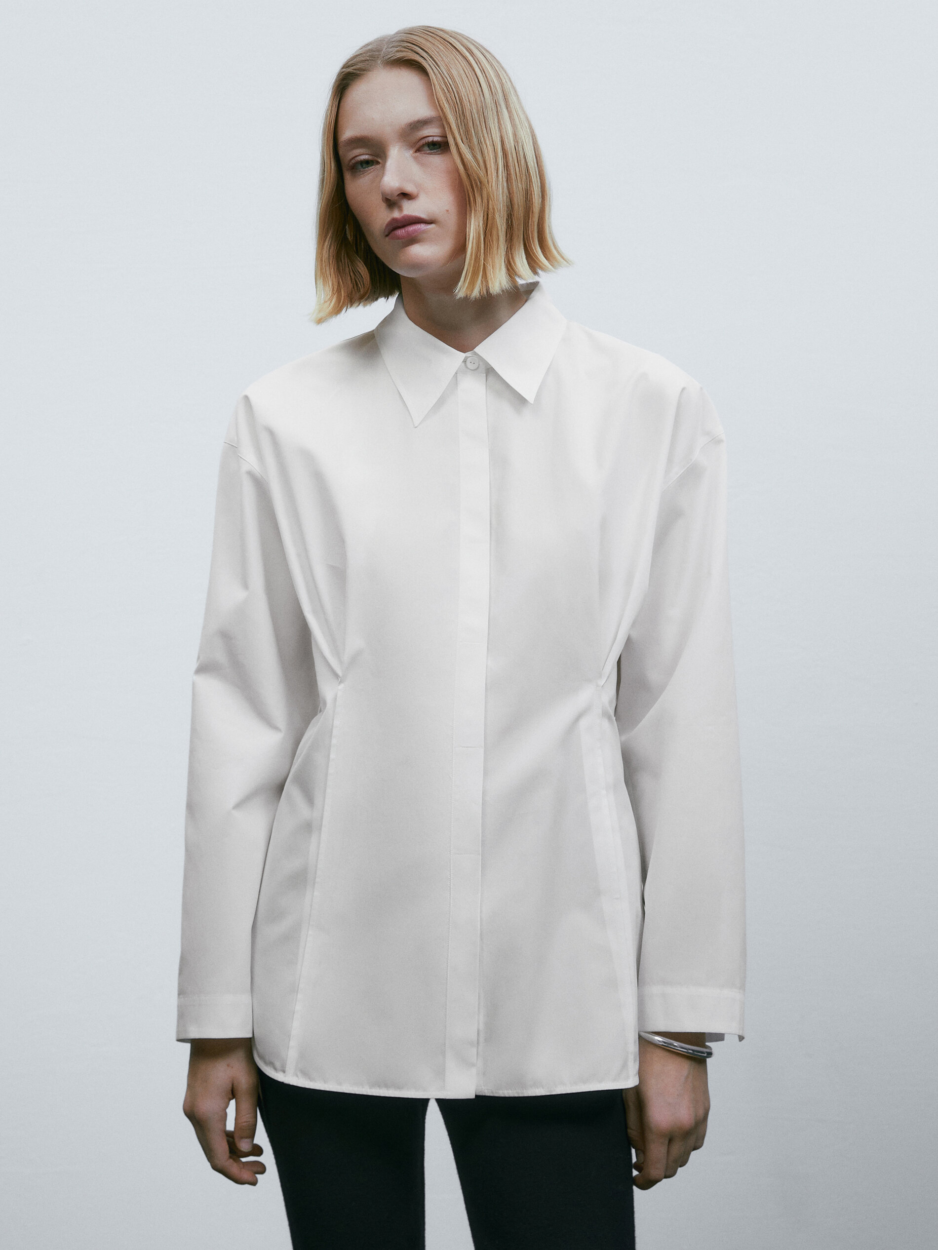 Camisa popelin pinzas - BLANCO