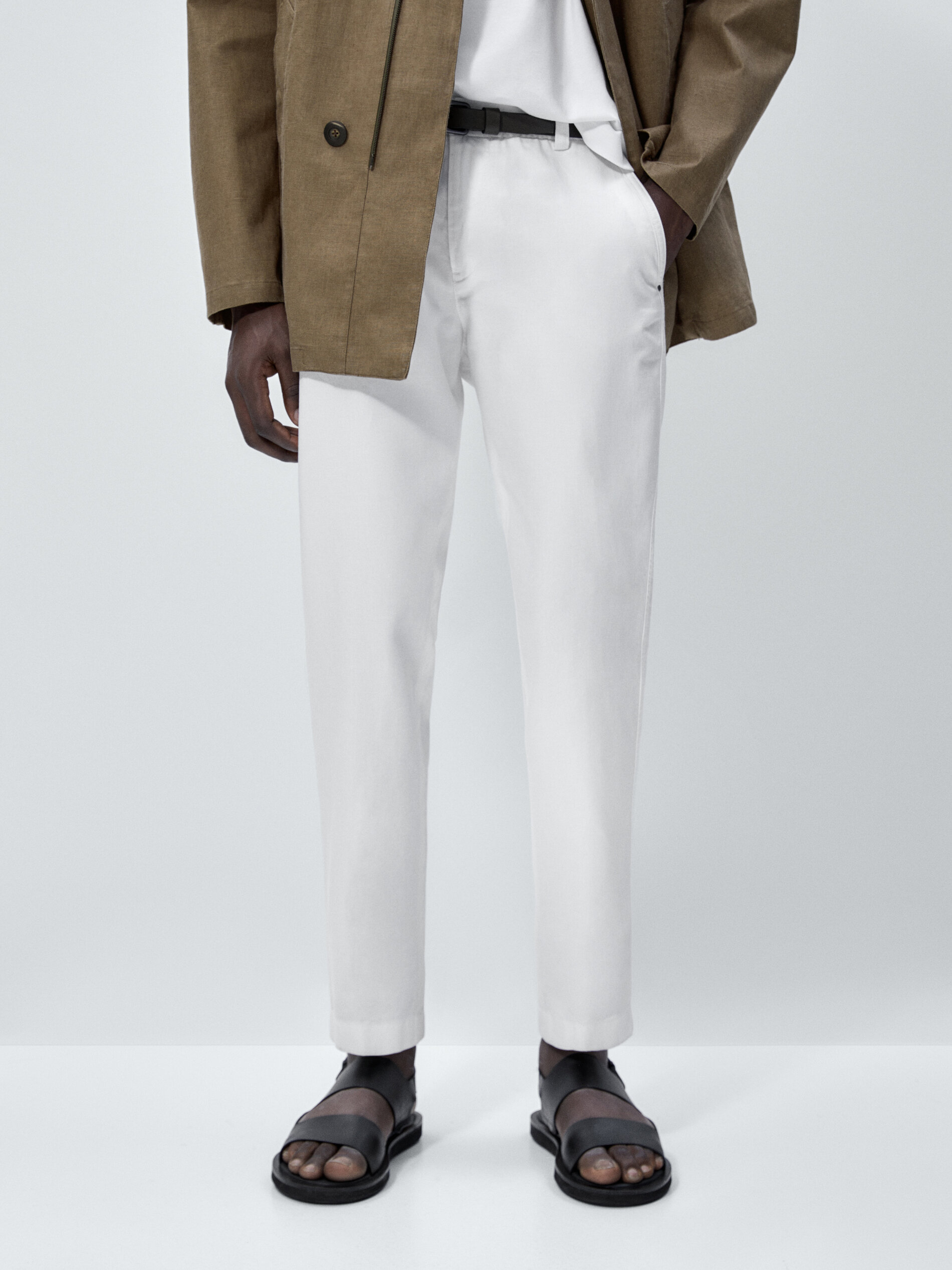 Pantalón tejanero tapered fit - BLANCO