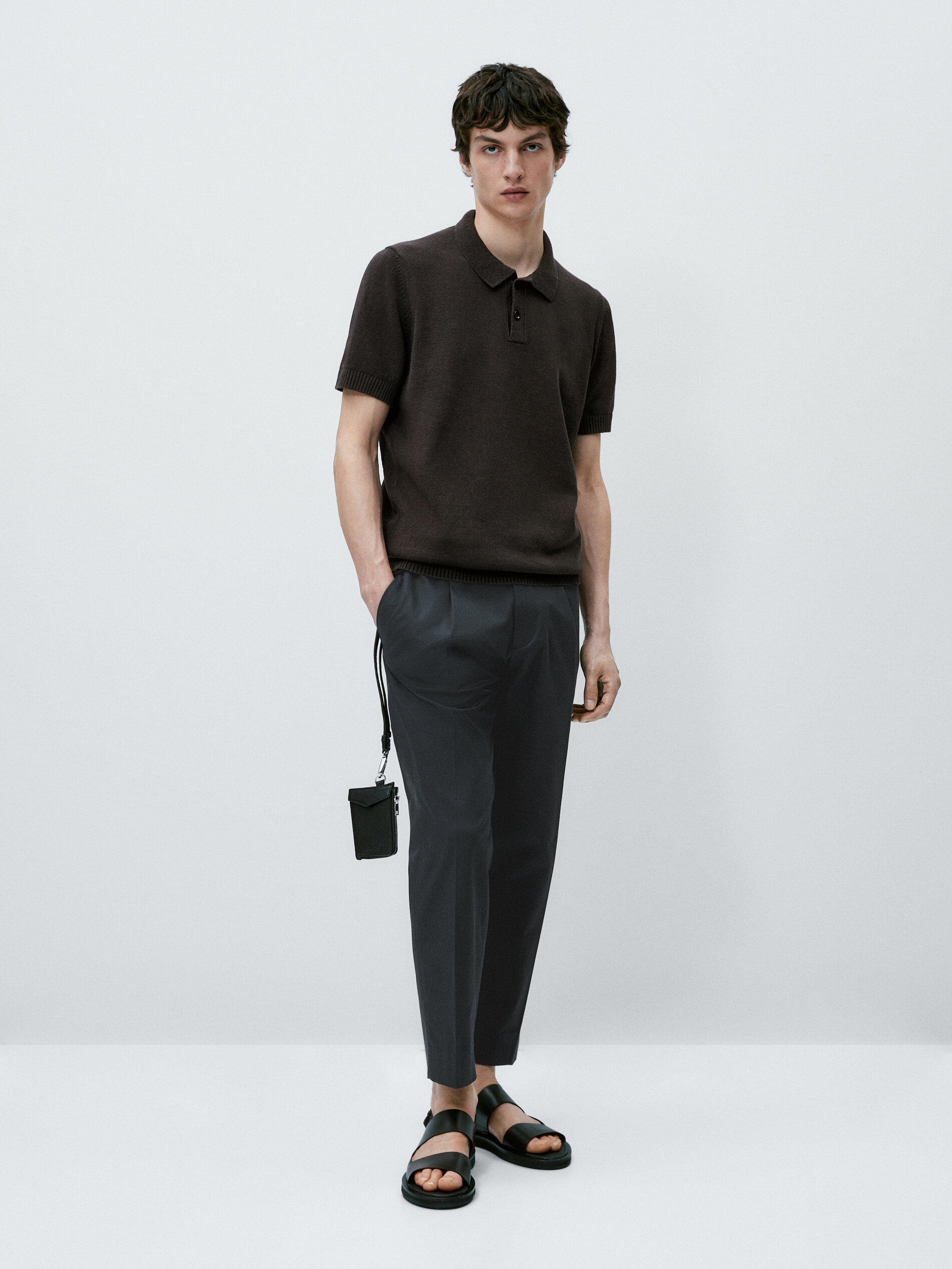 Jersey polo manga corta algodón - MARRÓN