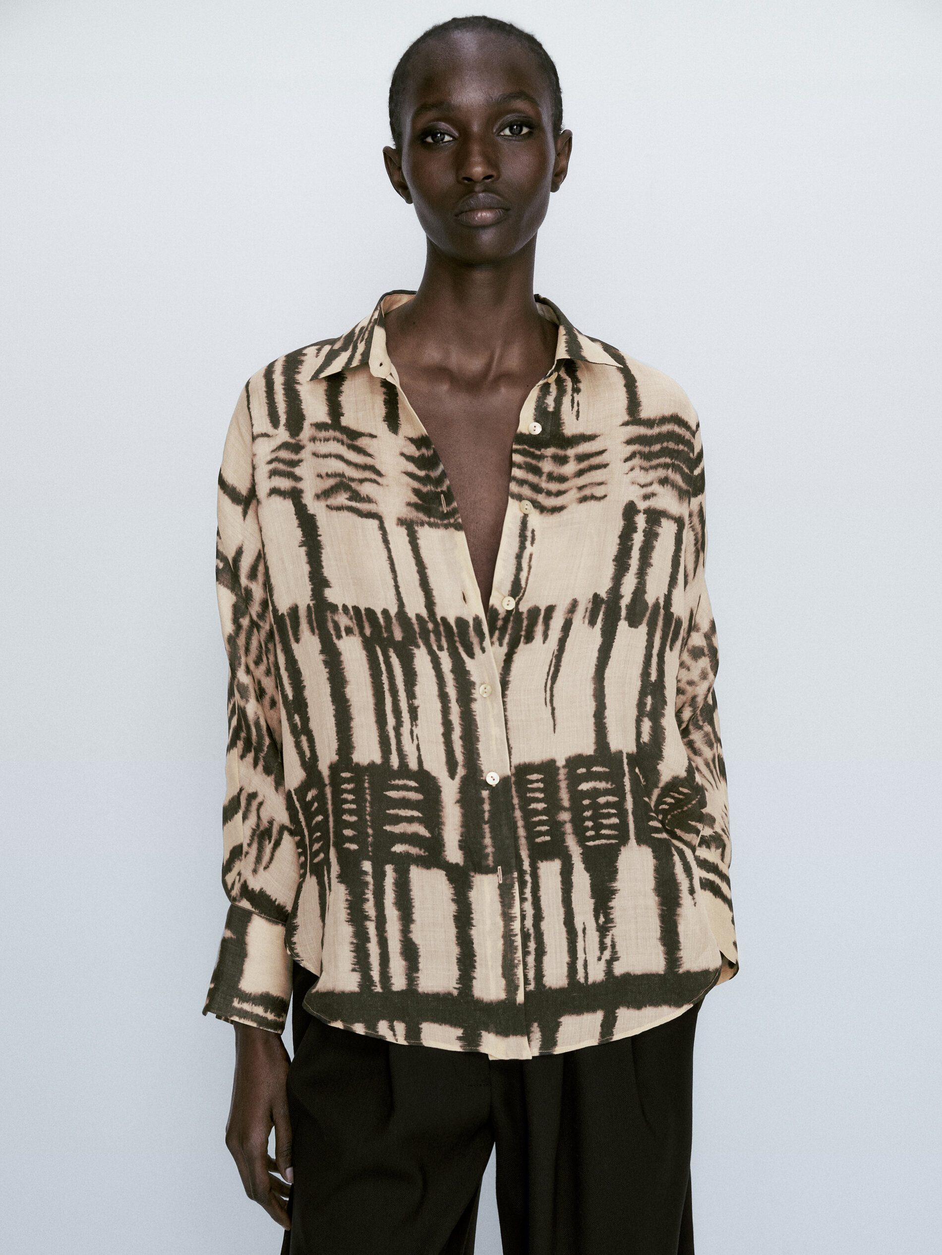 Camisa estampada 100% ramio - CRUDO