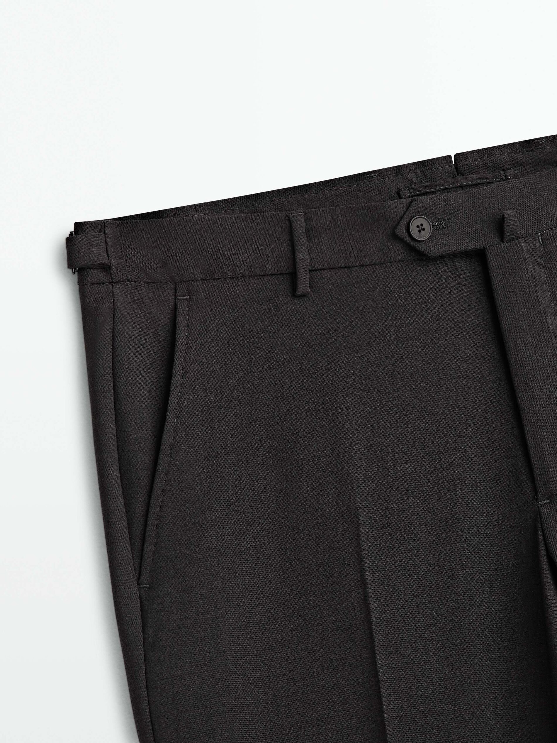 Pantalón traje gris lana bi-stretch - GRIS