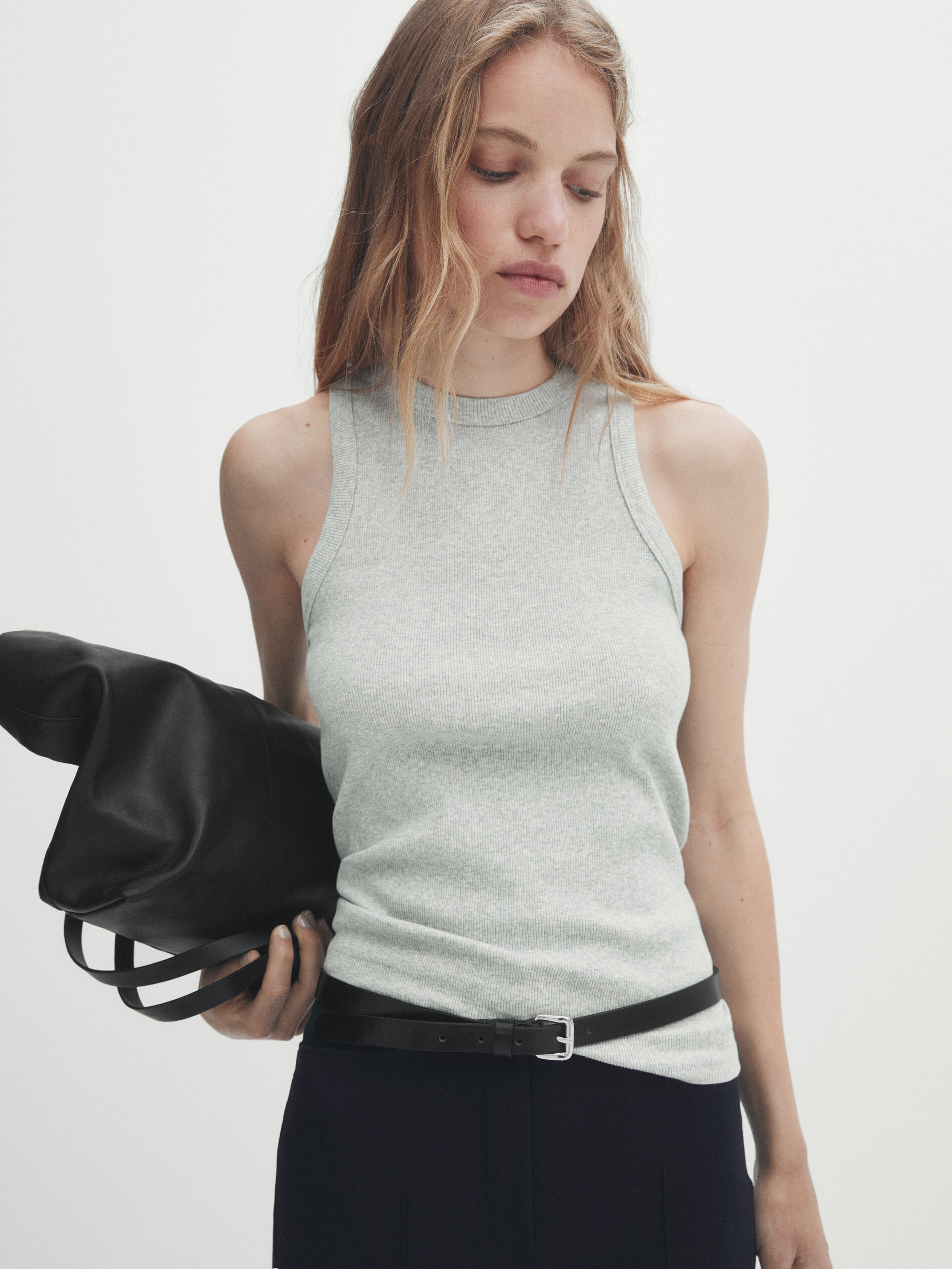 Pantalón flare con nervio central - AZUL MARINO