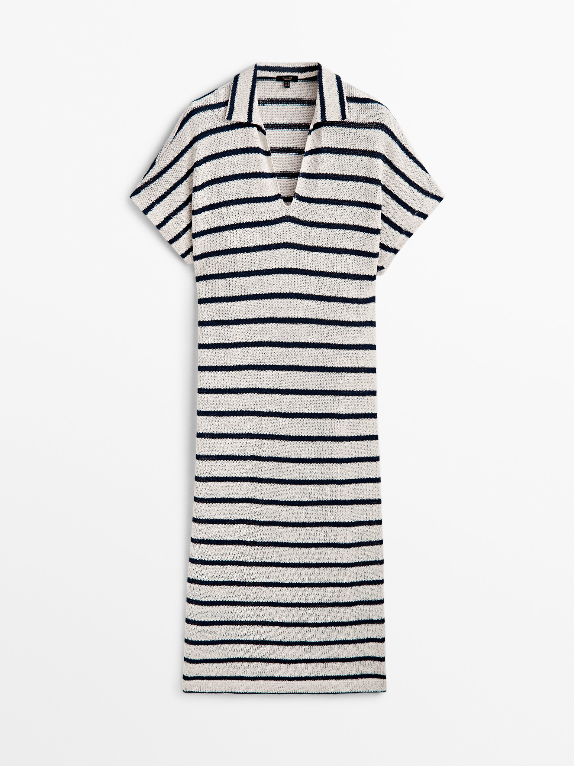 Vestido polo rayas mezcla algodón estructura - CRUDO