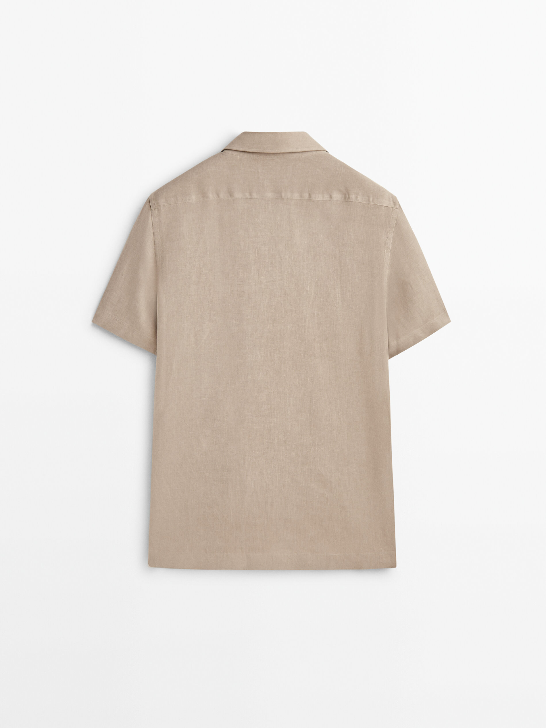 Camisa lino manga corta regular fit - TOSTADO