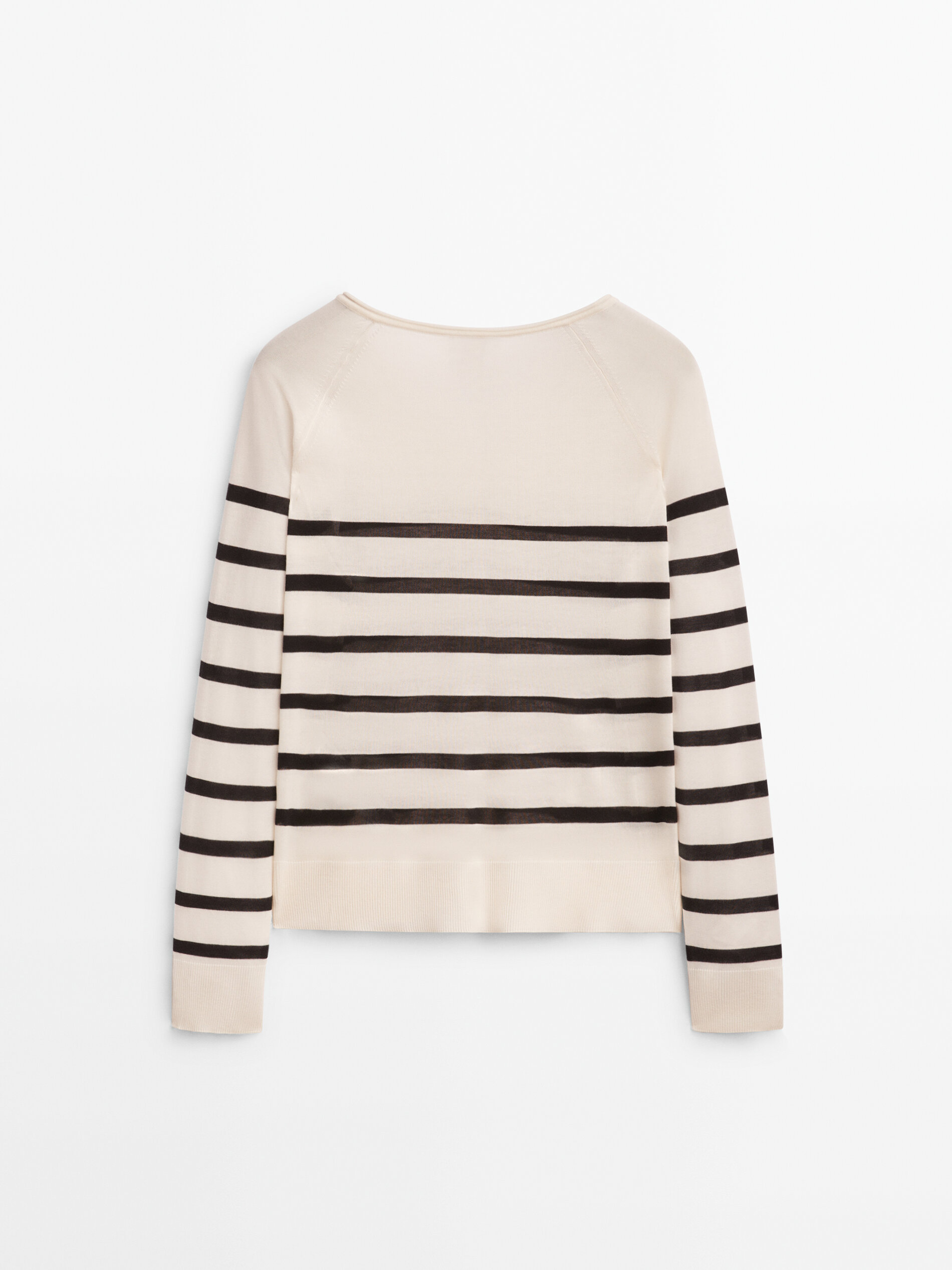 Jersey punto extrafino cuello pico - CRUDO