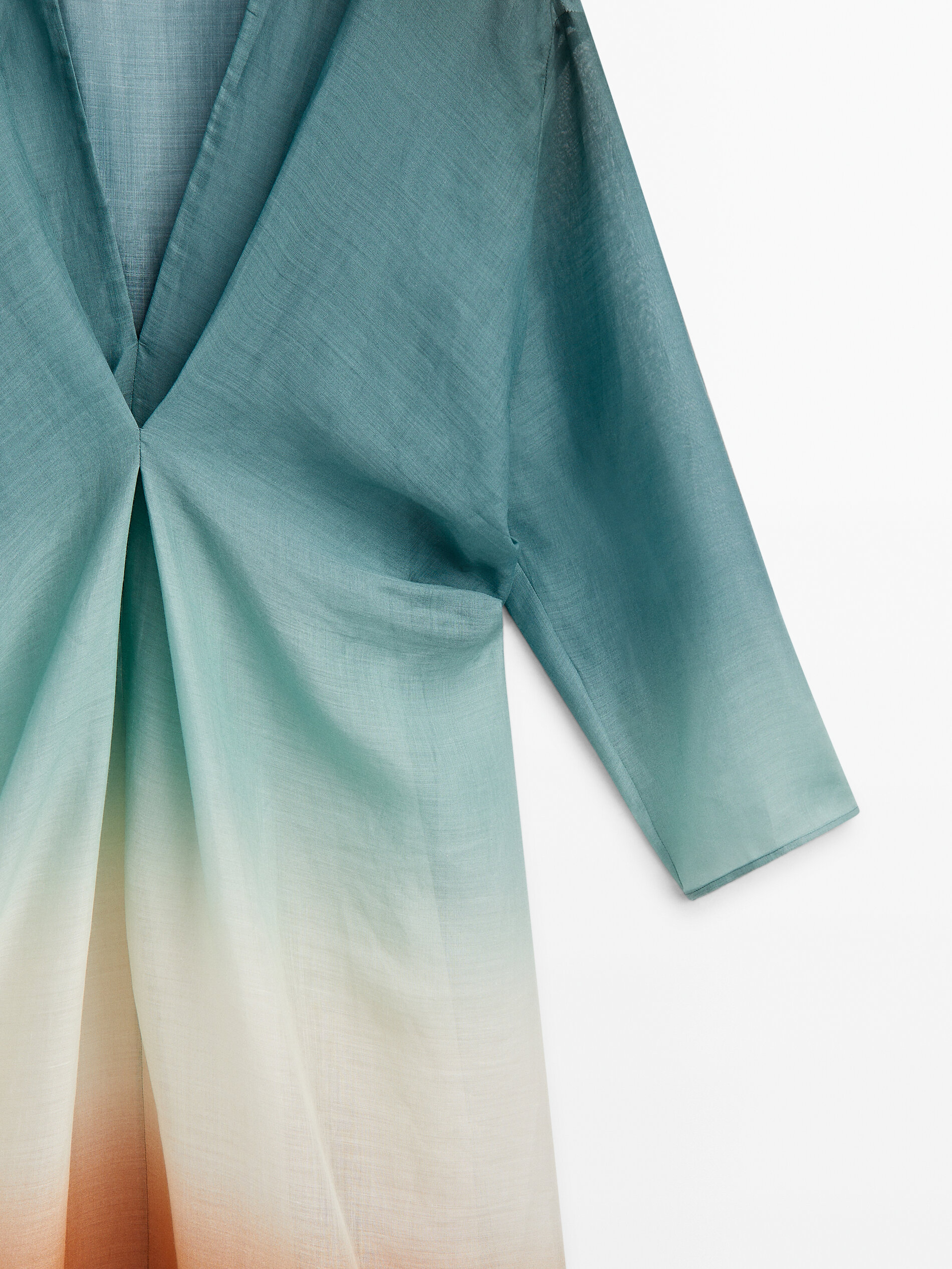 Vestido túnica pliegues degradado - TURQUESA