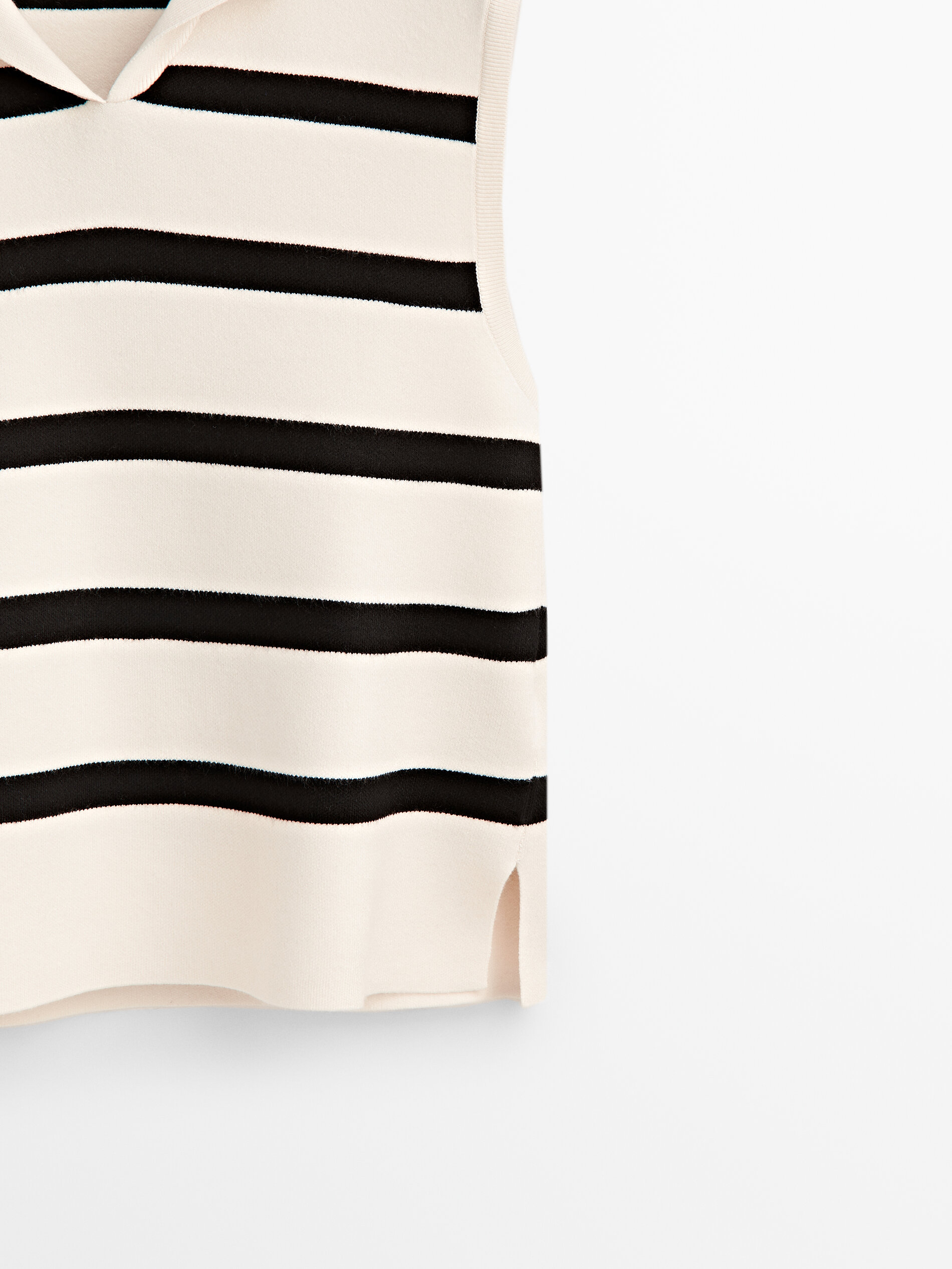 Chaleco punto rayas - CRUDO