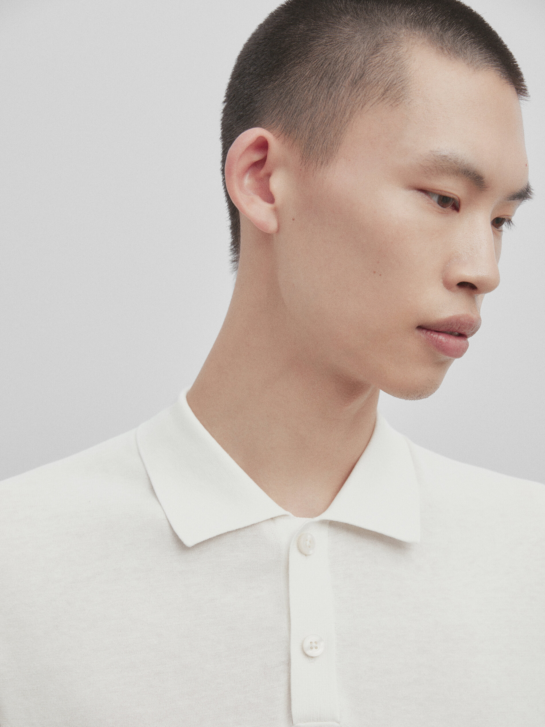 Jersey polo mezcla algodón seda -Studio - BLANCO ROTO