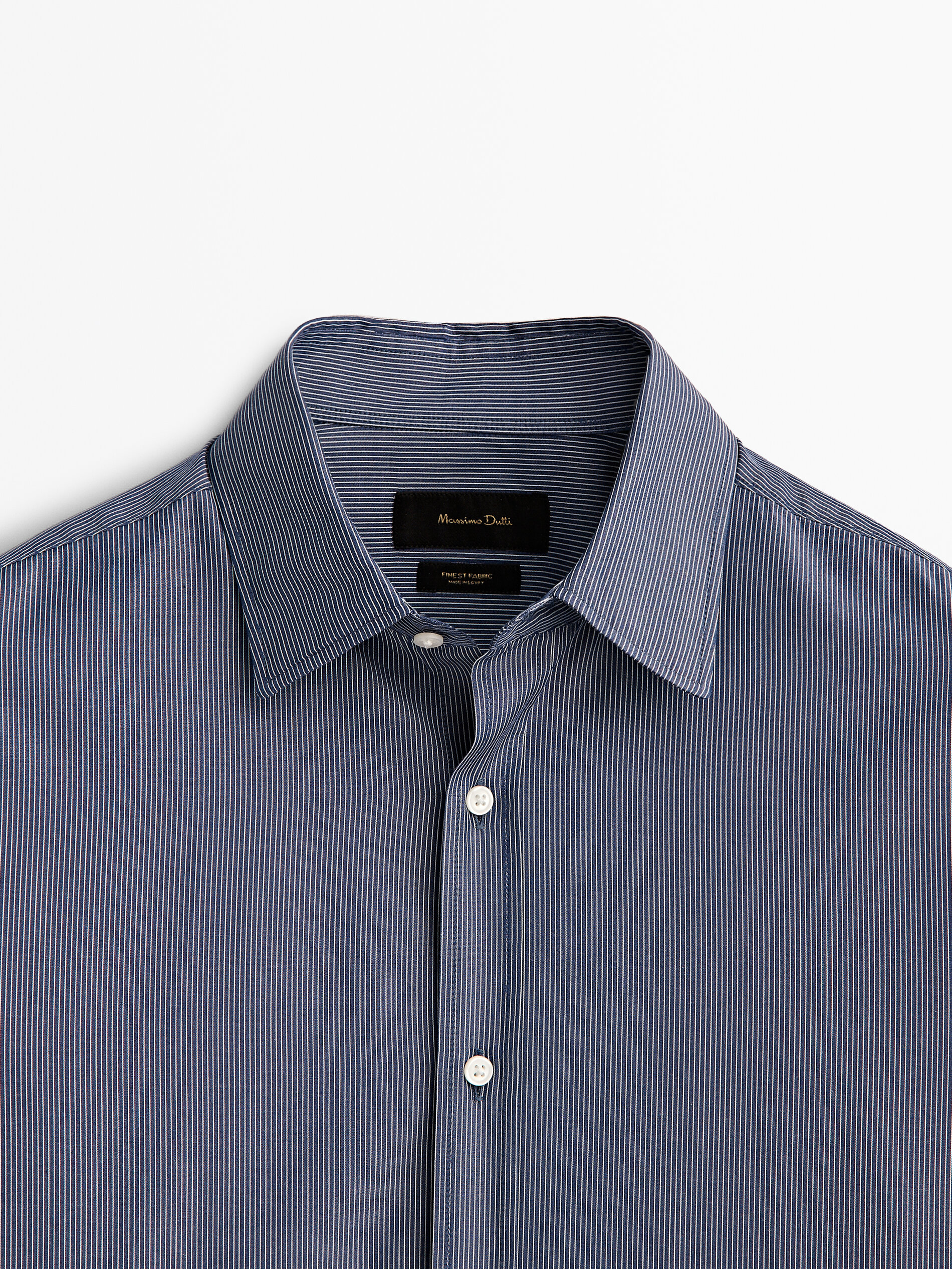 Camisa popelín algodón rayas slim fit - AZUL MARINO