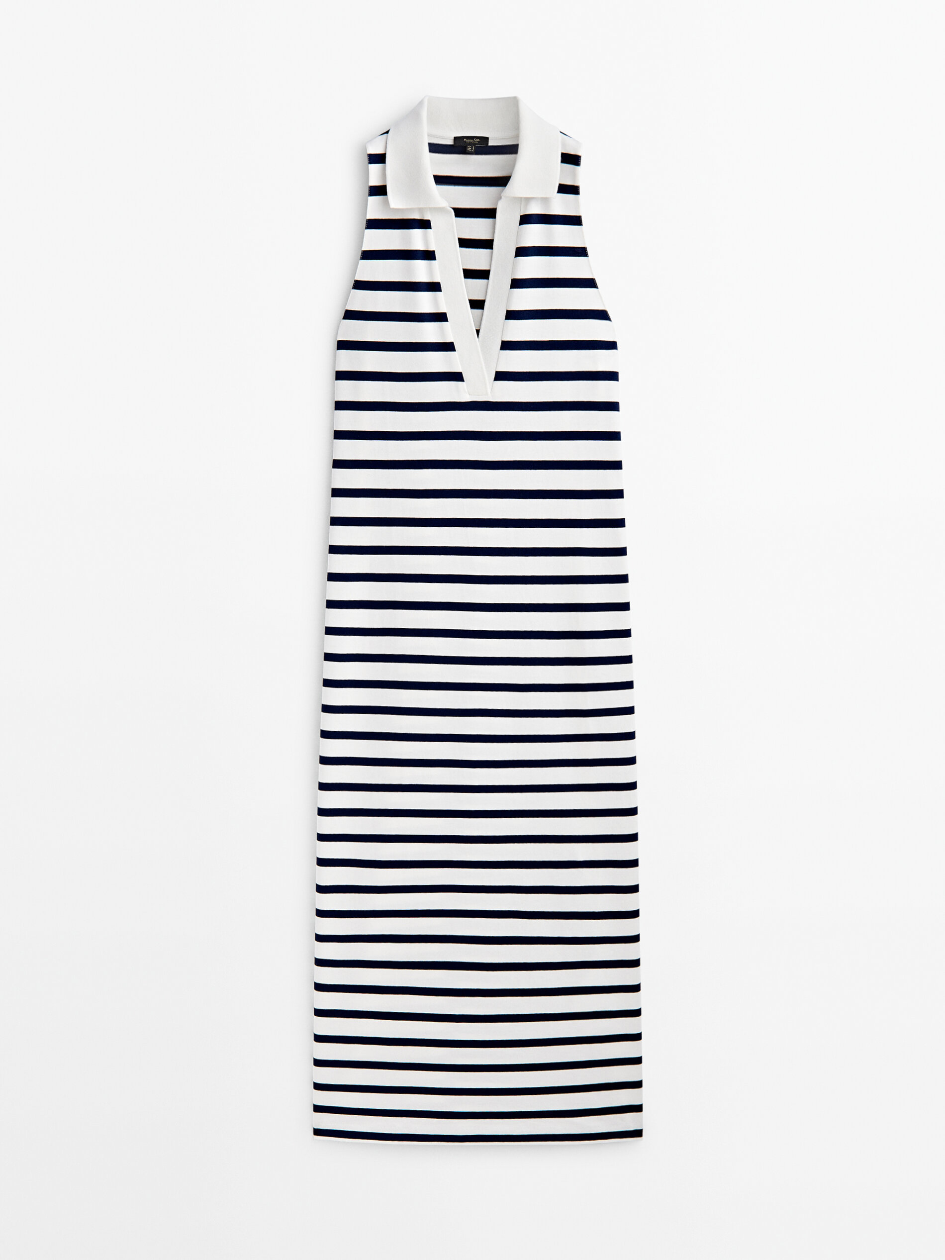 Vestido polo rayas sin mangas - CRUDO